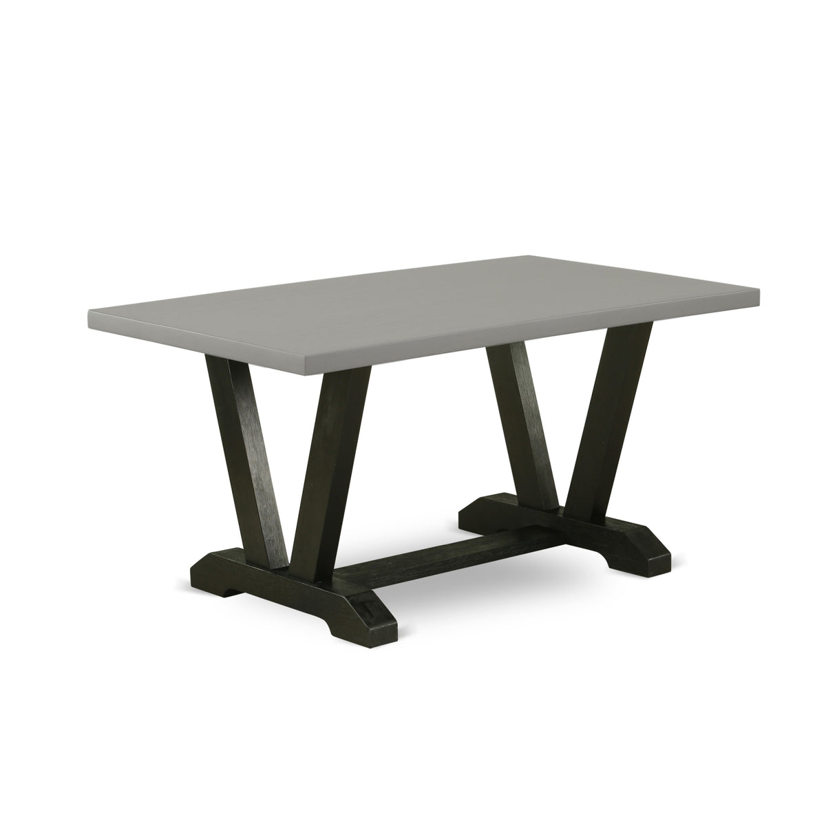 V696Fl624-6 Ergode 6-Pc Dinette Table Set - Asian Wood, Wire Brushed Black Finish, 4 Parson Chairs, Small Bench, Rectangular Table