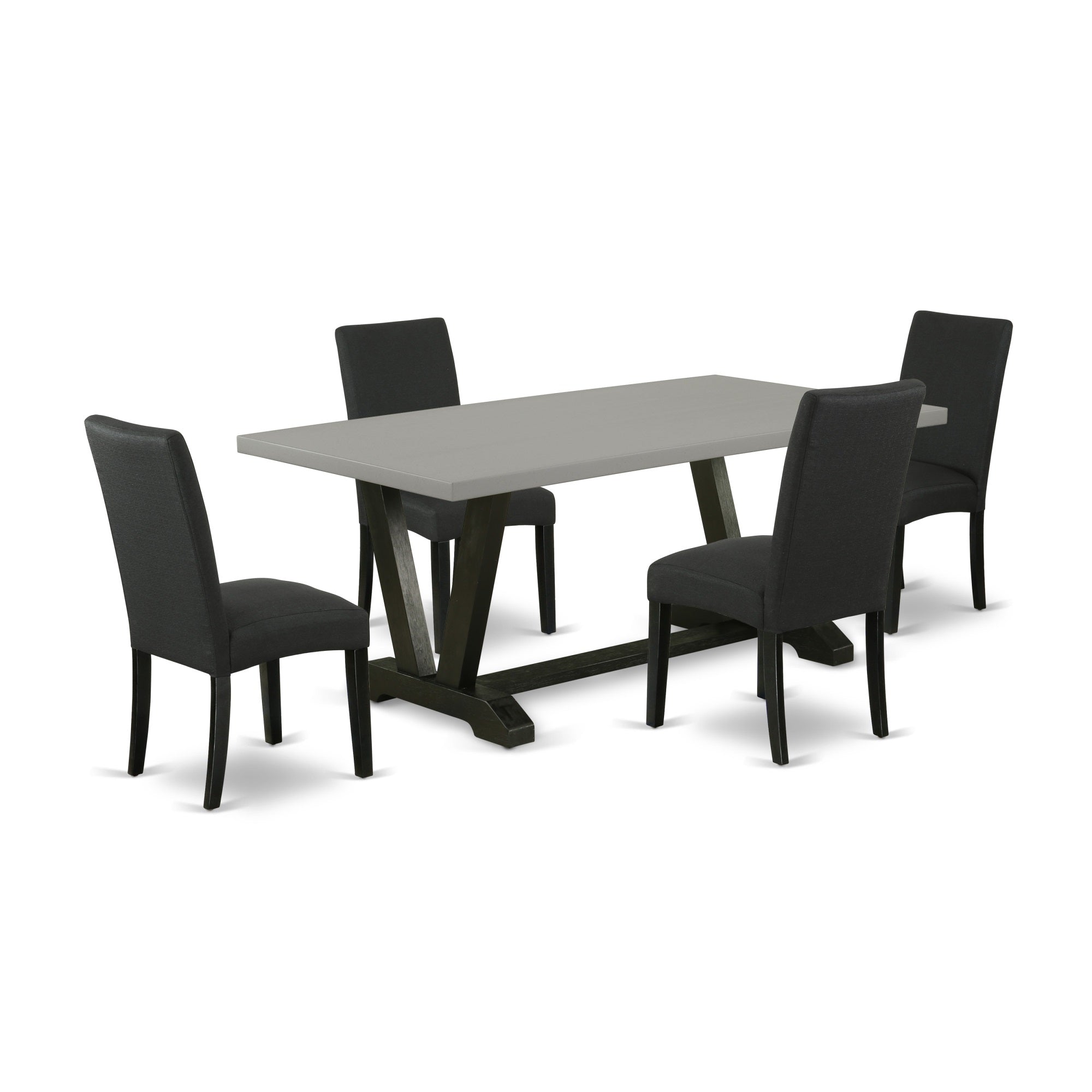 East West Furniture V697Dr124-5 - 5-Piece Dining Room Set - 4 Parson Chairs And A Rectangular Small Dining Table Hardwood Frame