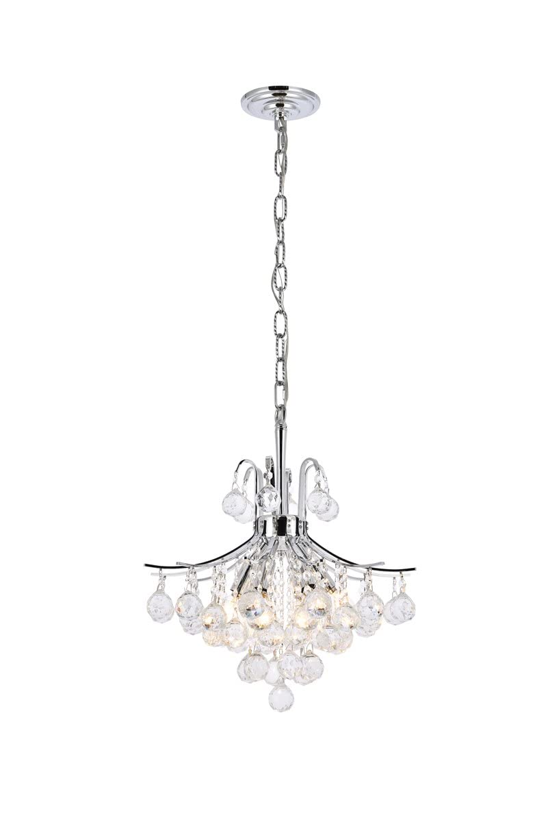 Ergode 8000 Toureg Pendant Chandelier - 16In Chrome Finish, Flared Shape, Clear Crystal Balls, -Cut Crystals - 6 Light Dining Chandelier