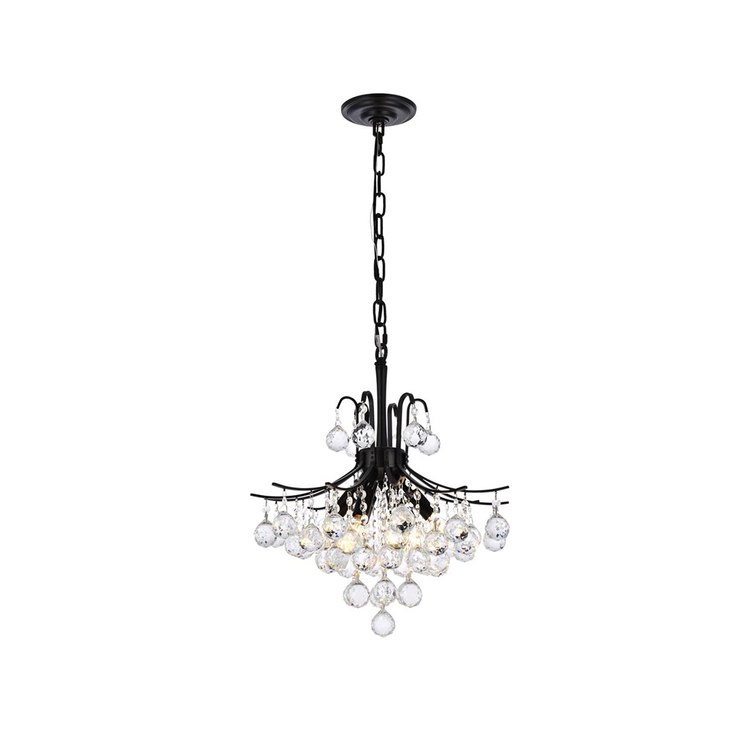 Ergode Toureg 12 Inch Black Flush Mount - Elegant Curved Arms, Brilliant Crystals, Dimmable, Led Compatible