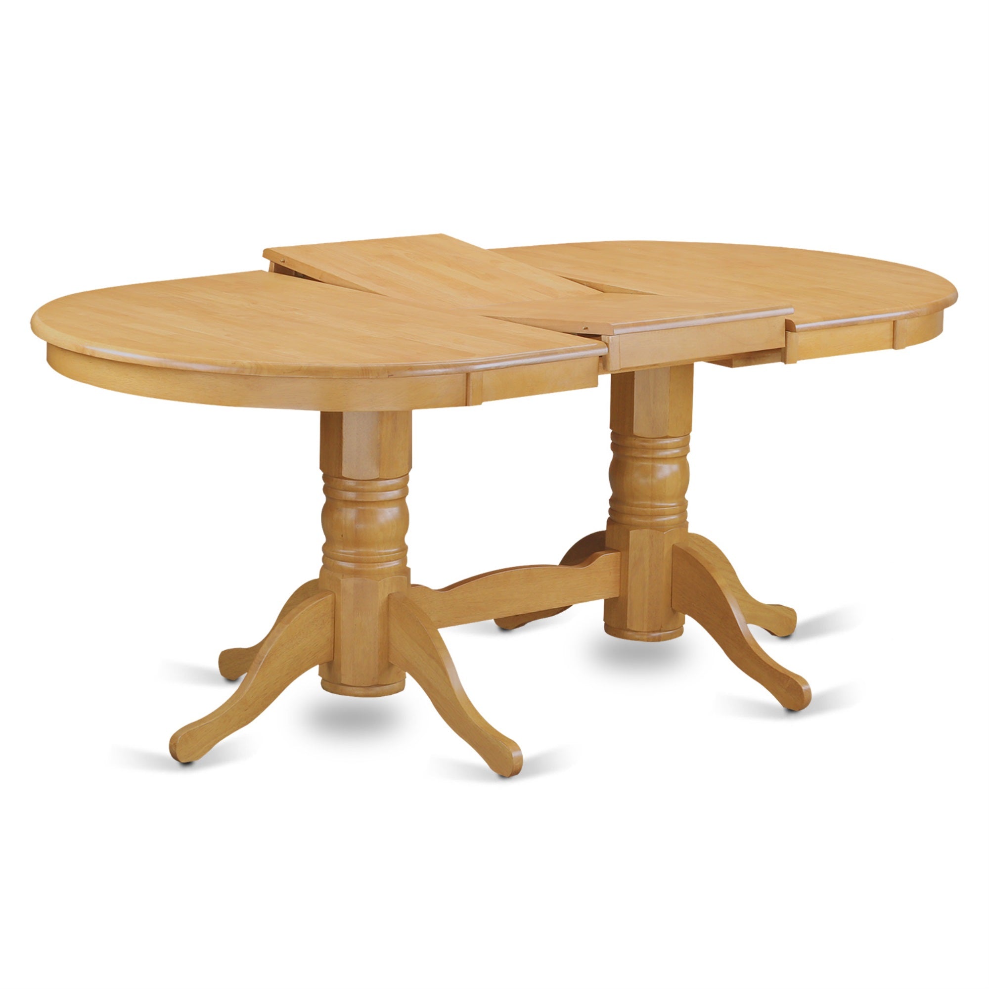 Vancouver 7 Pc Dining Set - Oak, Table With Leaf & 6 Chairs, Traditional Style, Double Pedestals, High-Quality Hardwood, Self-Storage Butterfly Leaf'