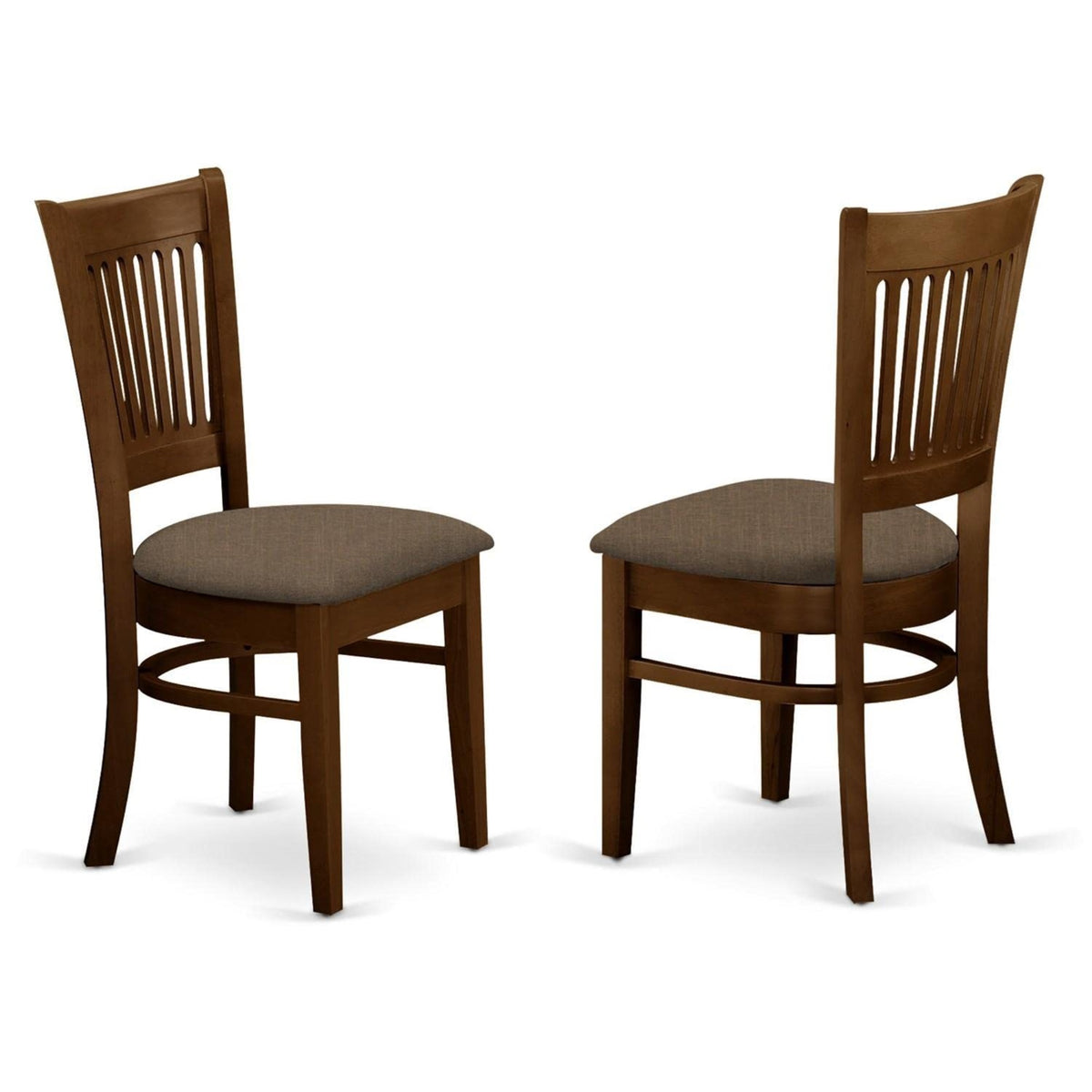 Casafoyer Vac-Esp-C Vancouver Kitchen Dining Chairs - Linen Fabric Upholstered Wooden Chairs, Set Of 2, Espresso