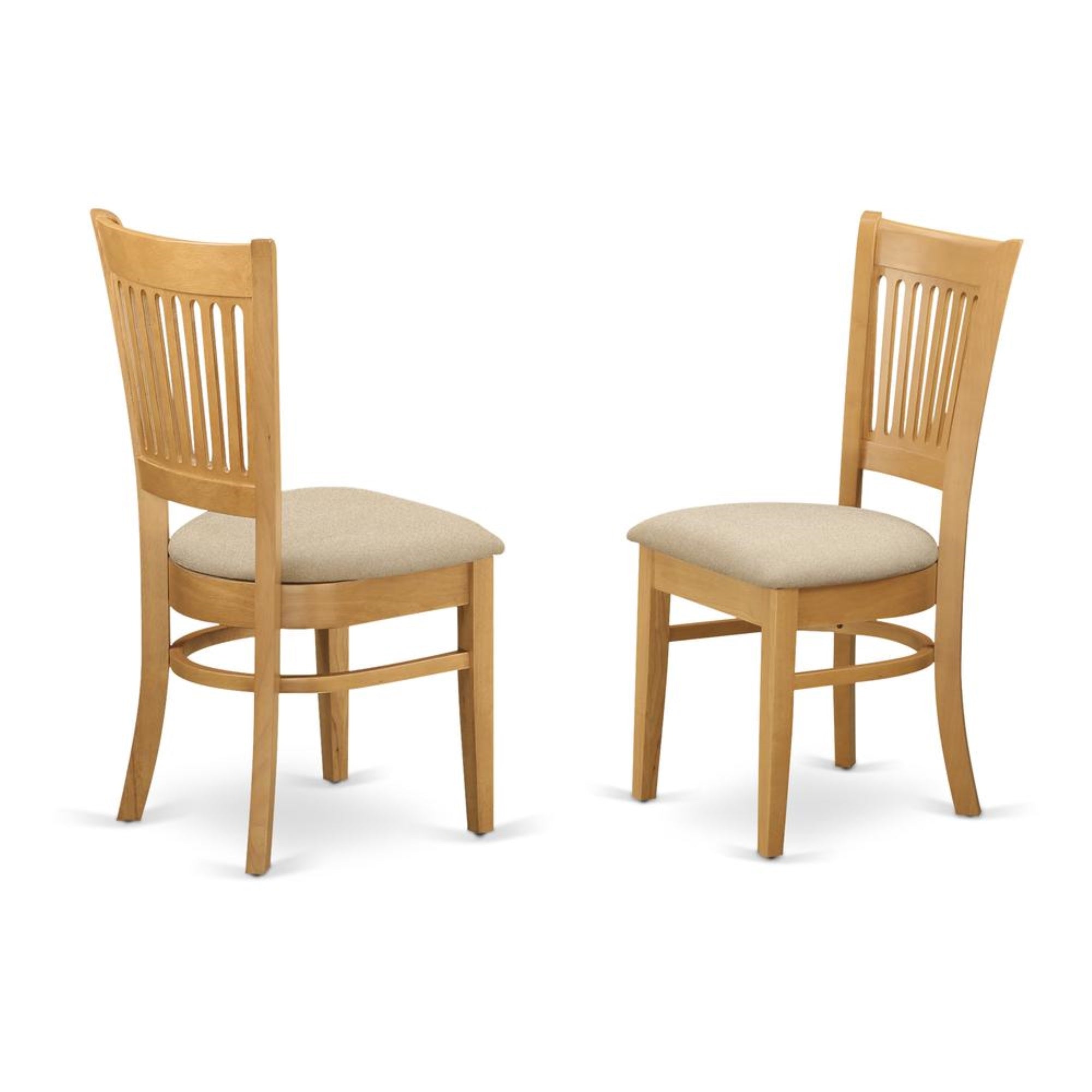 VAC-OAK-C Vancouver Linen Fabric Seat Dining Chairs - Oak Finish set of 2