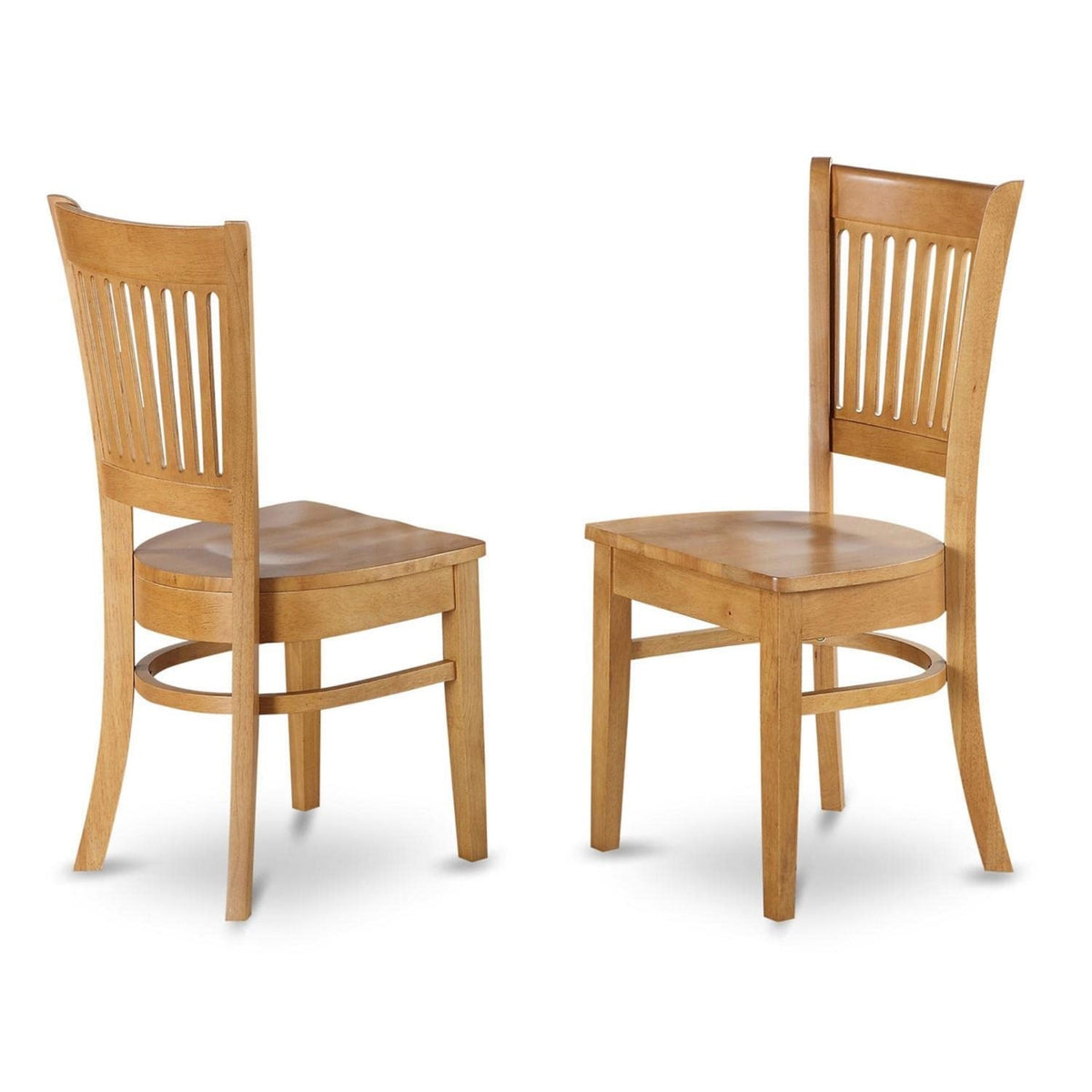 Casafoyer Vac-Oak-W Vancouver Kitchen Dining Chairs - Slat Back Wooden Seat Chairs, Set Of 2, Oak