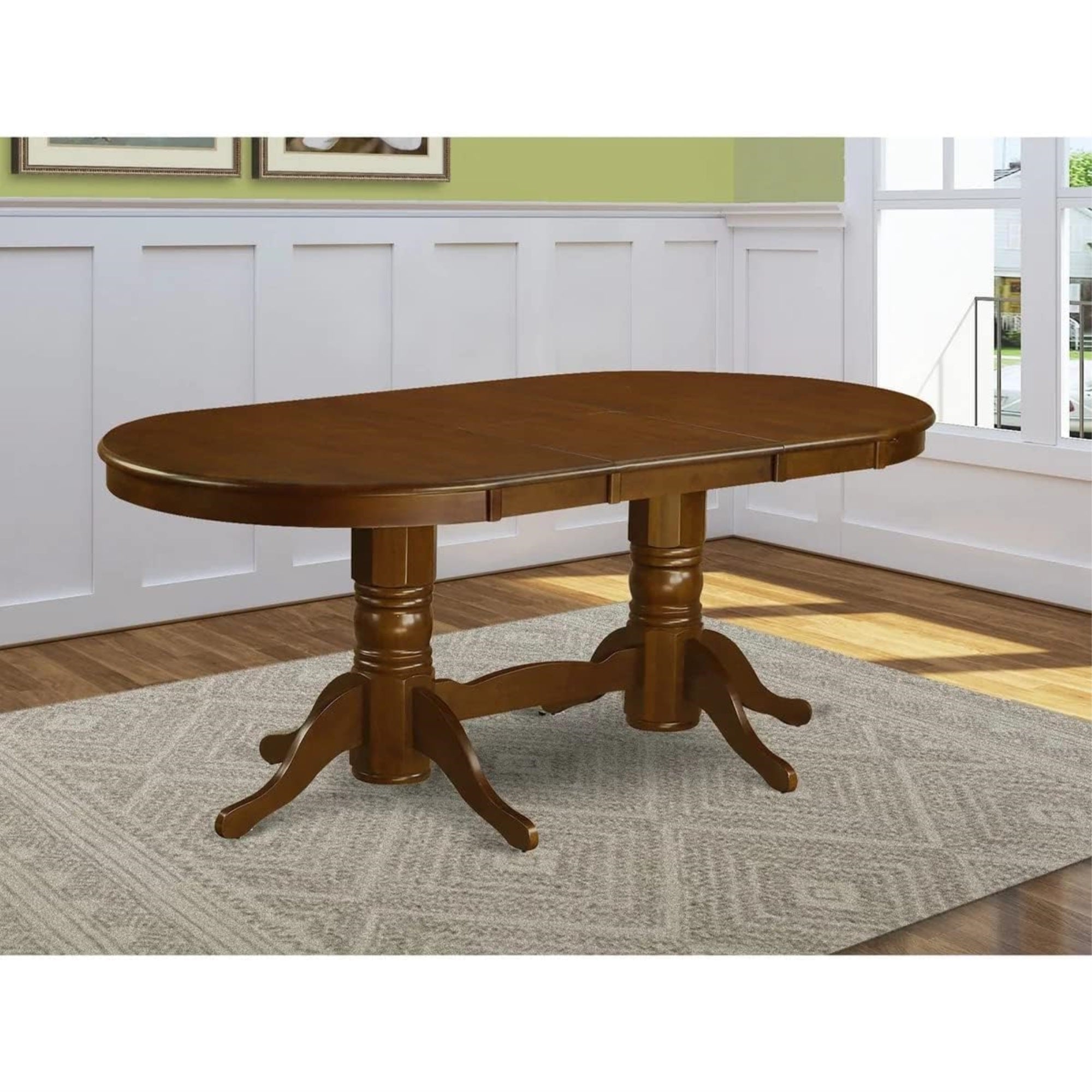 East West Furniture Vat-Esp-Tp Dining Room Oval Kitchen Table Top With Butterfly Leaf & Double Pedestal Base, 40 In X 76 In X 30