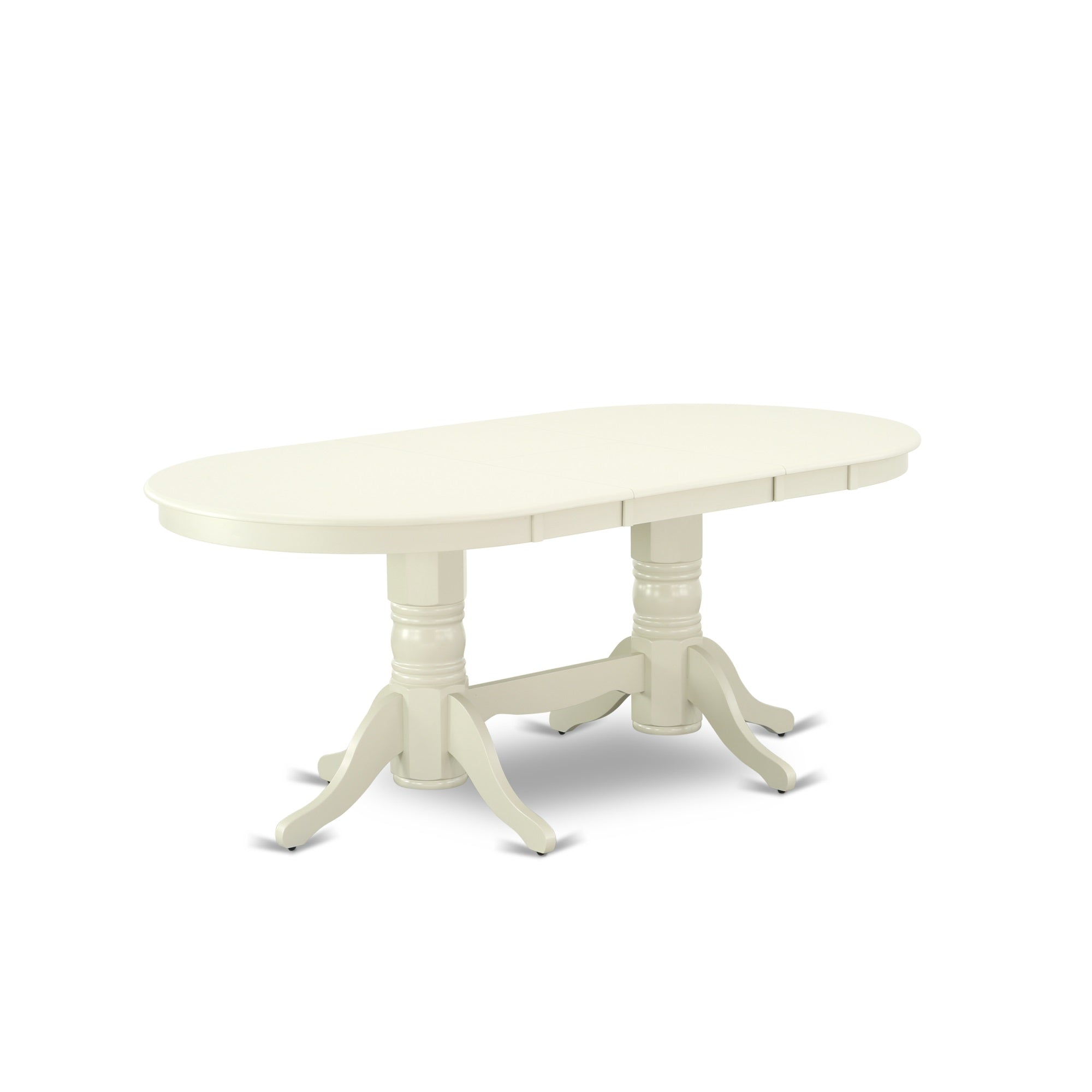 Vava7-Lwh-C 7-Pc Dining Table Set - 6 Kitchen Chairs With Linen Fabric Seats - Butterfly Leaf Modern Kitchen Table - Elegant Linen White Finish