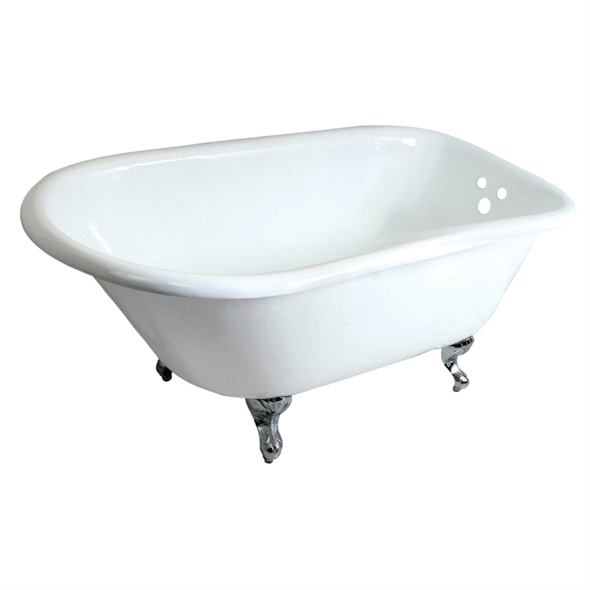 Aqua Eden Vct3D483018Nt1 48-Inch Cast Iron Roll Top Clawfoot Tub With 3-3/8 Inch Wall Drillings, White/Polished Chrome