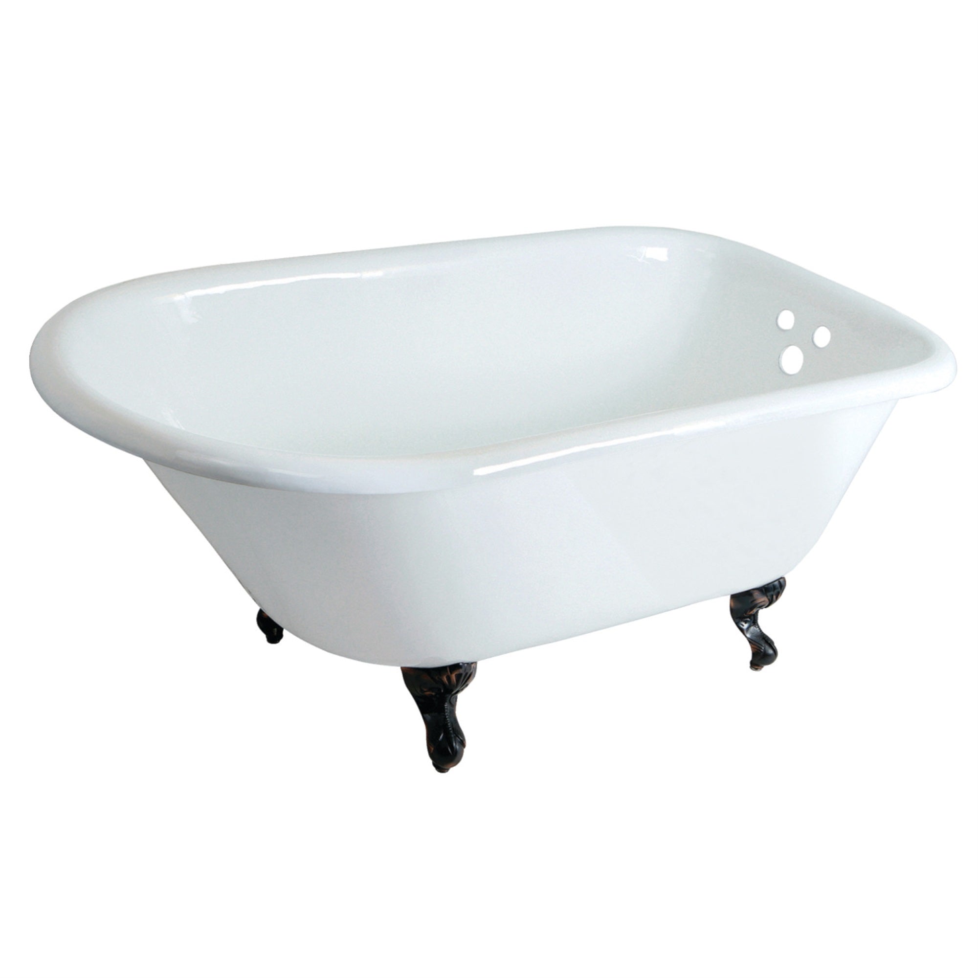 Aqua Eden Vct3D483018Nt5 48-Inch Cast Iron Roll Top Clawfoot Tub With 3-3/8 Inch Wall Drillings, White/Oil Rubbed Bronze