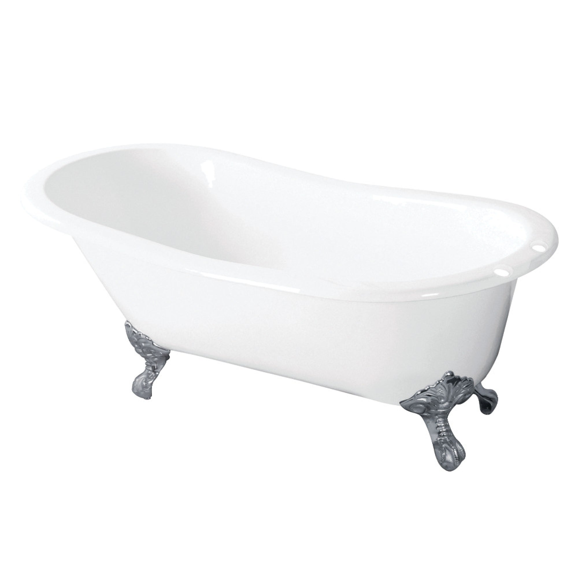Aqua Eden Vct7D5431B1 54-Inch Cast Iron Slipper Clawfoot Tub With 7-Inch Faucet Drillings, White/Polished Chrome