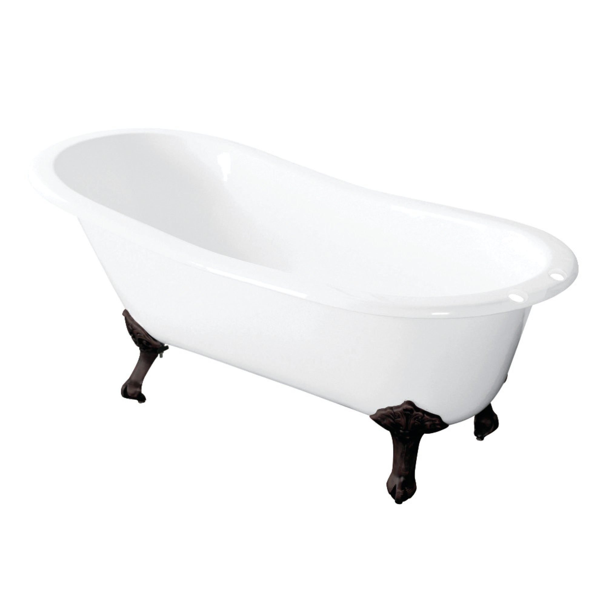 Aqua Eden Vct7D5431B5 54-Inch Cast Iron Slipper Clawfoot Tub With 7-Inch Faucet Drillings, White/Oil Rubbed Bronze