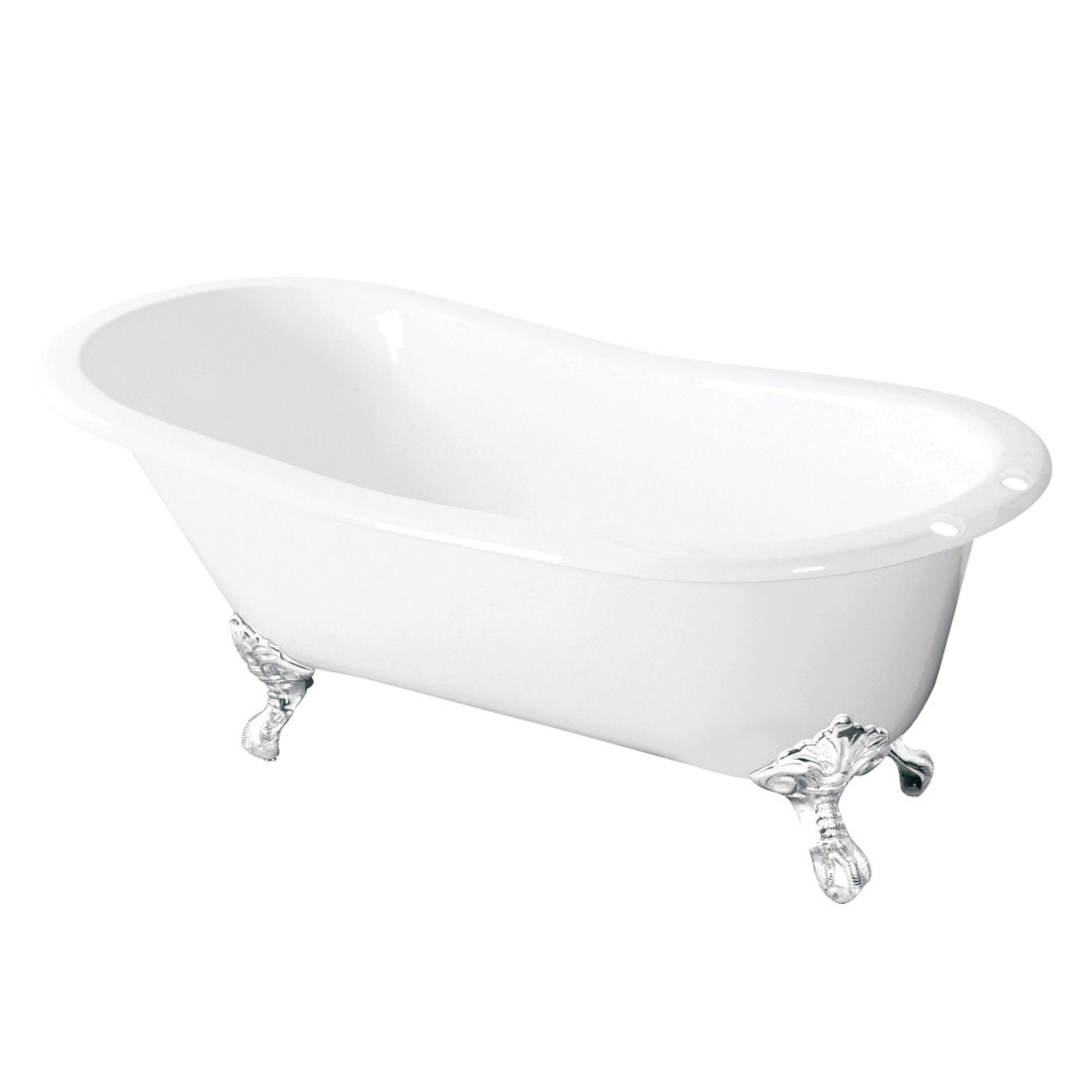Aqua Eden Vct7D5431Bw 54-Inch Cast Iron Slipper Clawfoot Tub With 7-Inch Faucet Drillings, White