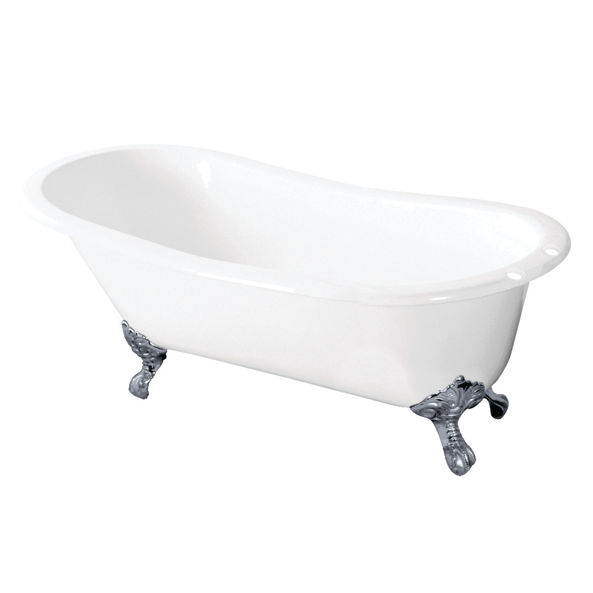 Aqua Eden Vct7D5731B1 57-Inch Cast Iron Slipper Clawfoot Tub With 7-Inch Faucet Drillings, White/Polished Chrome