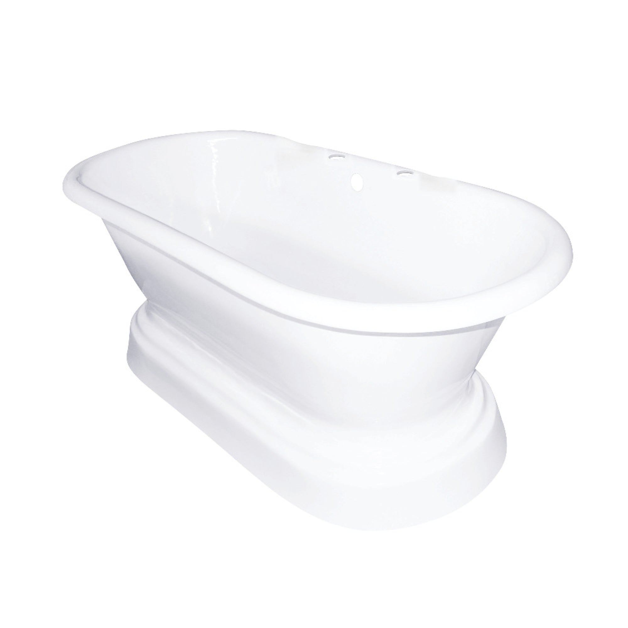 Aqua Eden Vct7D663025 66-Inch Cast Iron Double Ended Pedestal Tub With 7-Inch Faucet Drillings, White