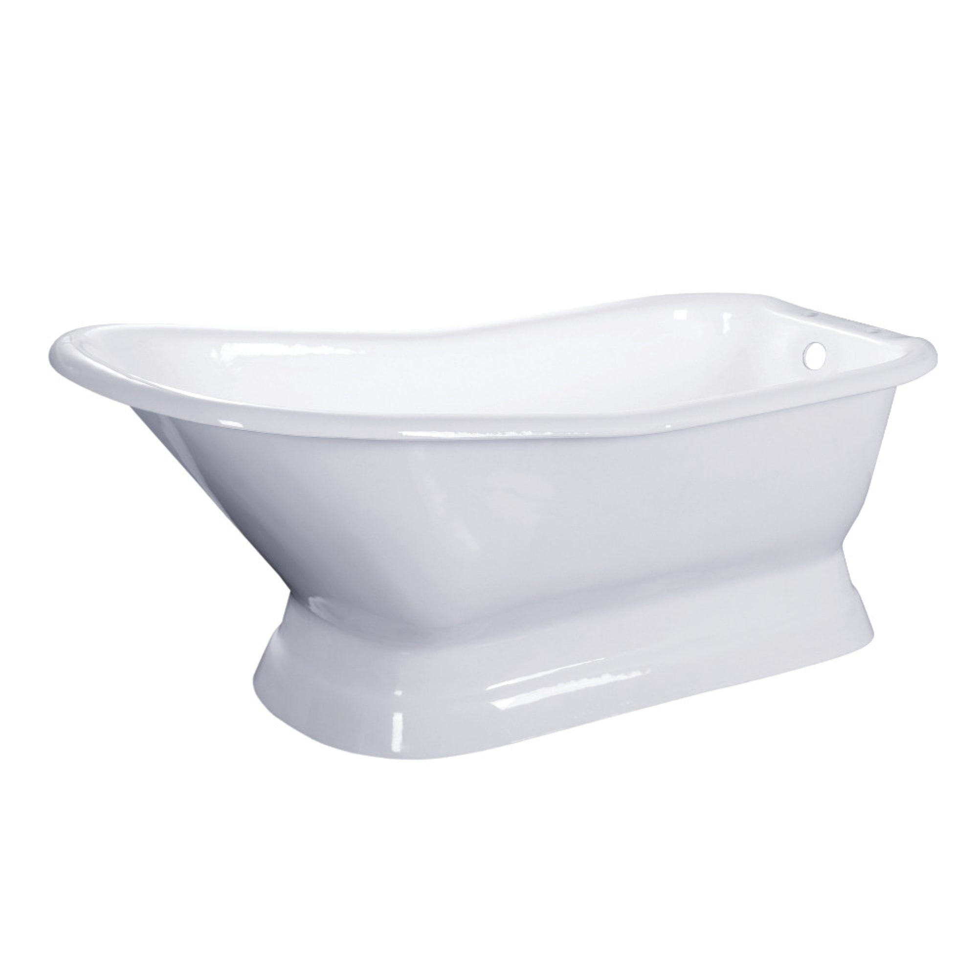 Aqua Eden Vct7D663028 66-Inch Cast Iron Single Slipper Pedestal Tub With 7-Inch Faucet Drillings, White