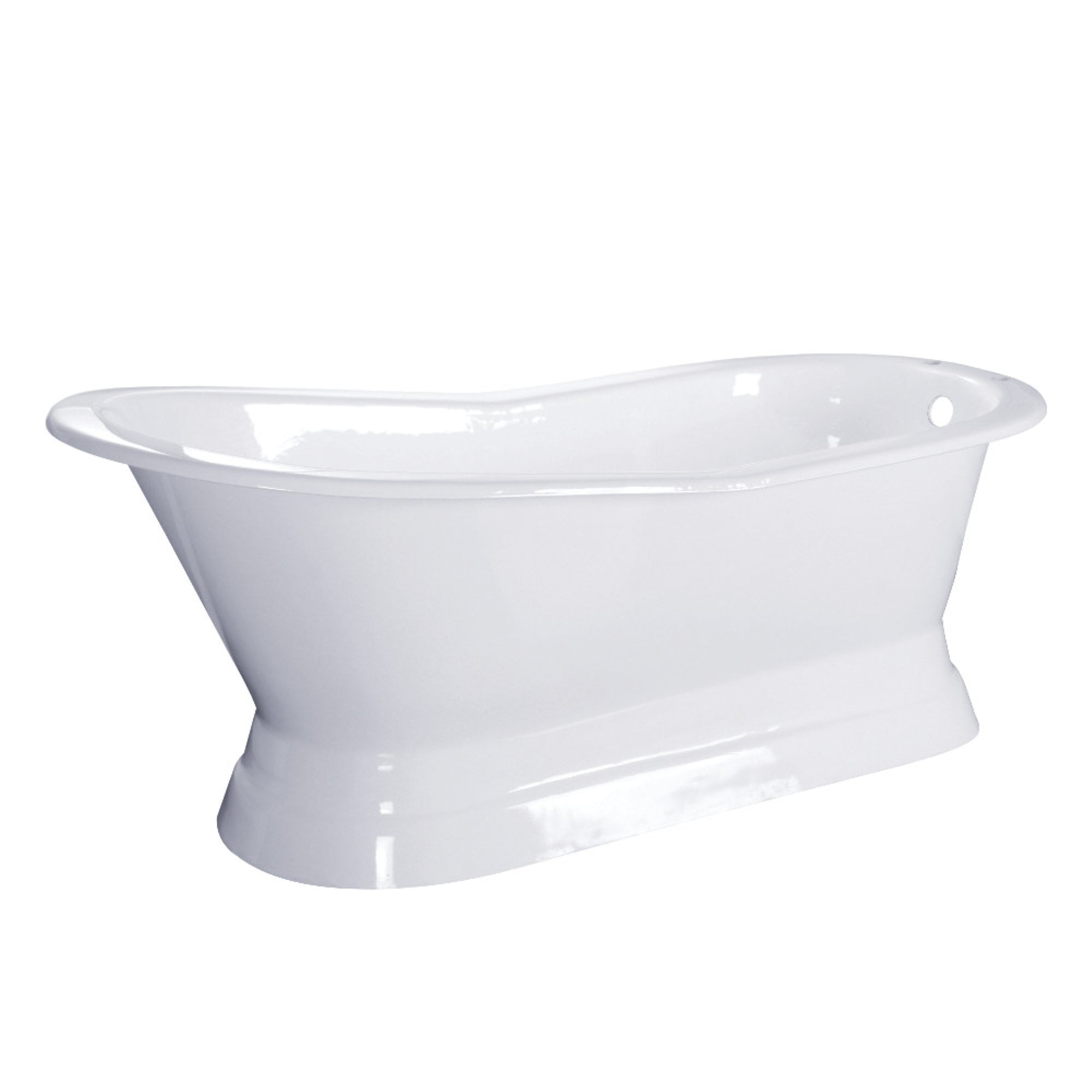 Aqua Eden Vct7D673128 67-Inch Cast Iron Single Slipper Pedestal Tub With 7-Inch Faucet Drillings, White