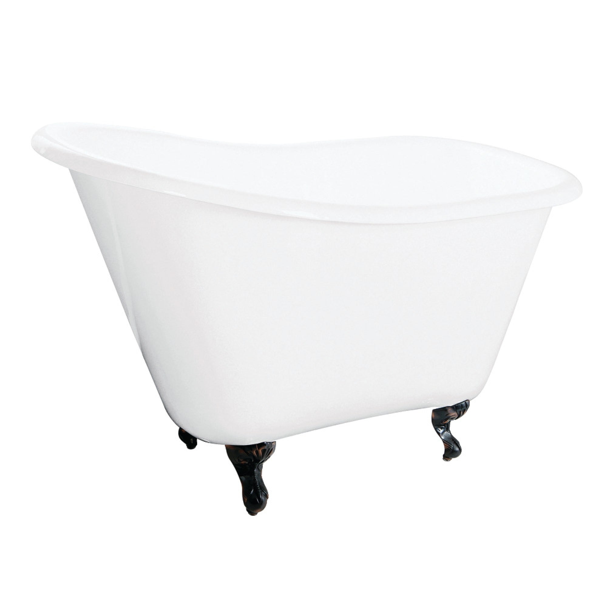 Aqua Eden Vctnd5130Nt5 51-Inch Cast Iron Slipper Clawfoot Tub Without Faucet Drillings, White/Oil Rubbed Bronze