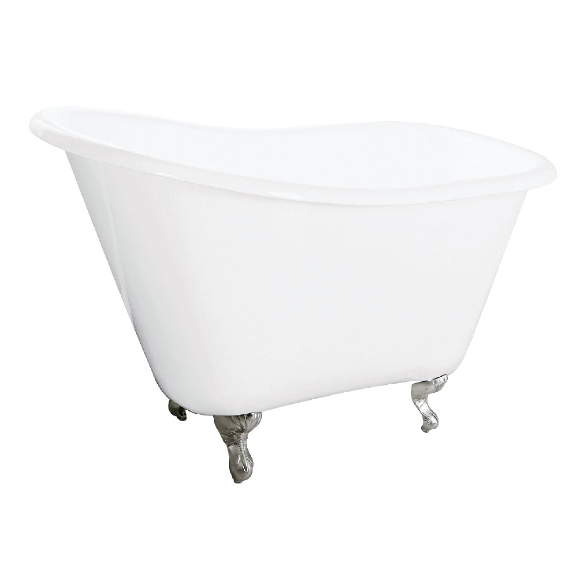 Aqua Eden Vctnd5130Nt8 51-Inch Cast Iron Slipper Clawfoot Tub Without Faucet Drillings, White/Brushed Nickel