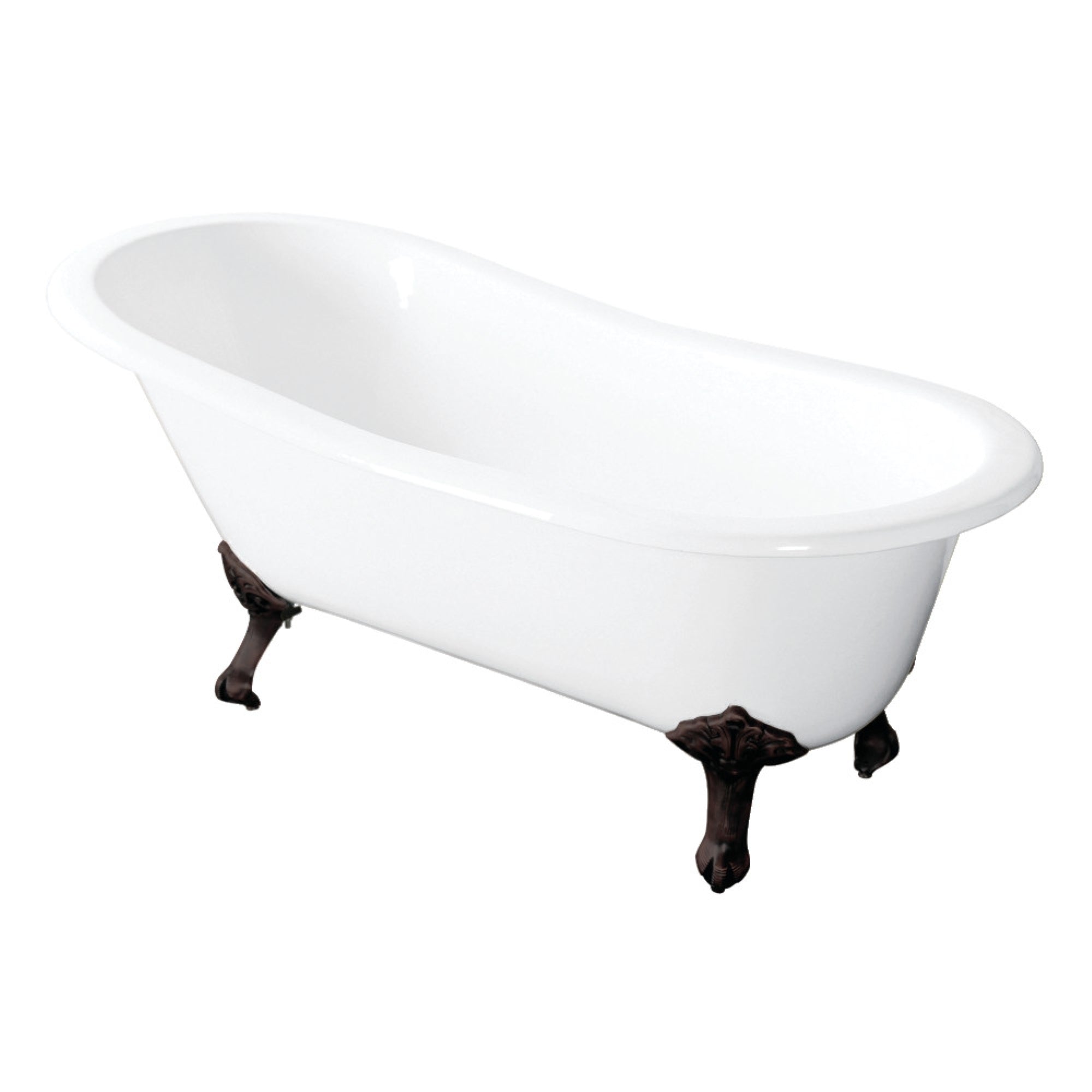 Aqua Eden Vctnd5431B5 54-Inch Cast Iron Slipper Clawfoot Tub Without Faucet Drillings, White/Oil Rubbed Bronze