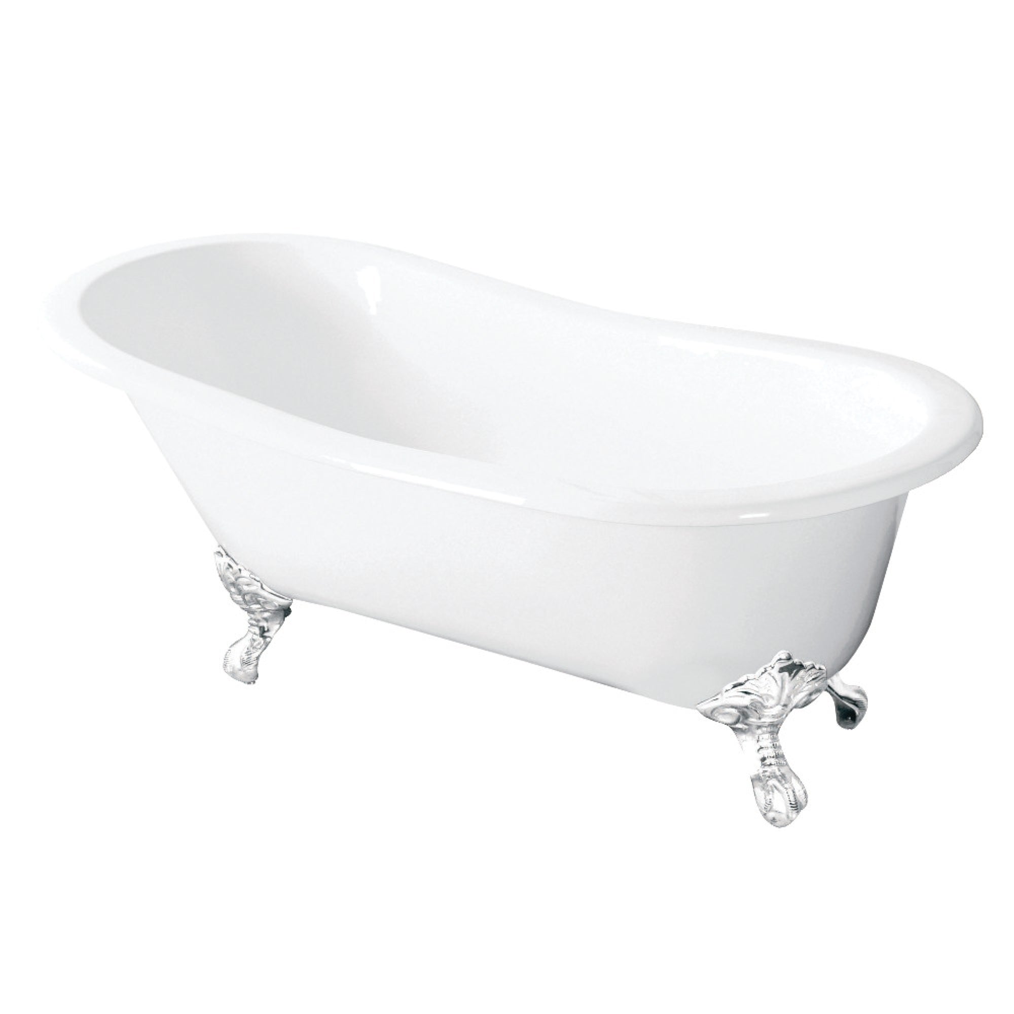 Aqua Eden Vctnd5431Bw 54-Inch Cast Iron Slipper Clawfoot Tub Without Faucet Drillings, White