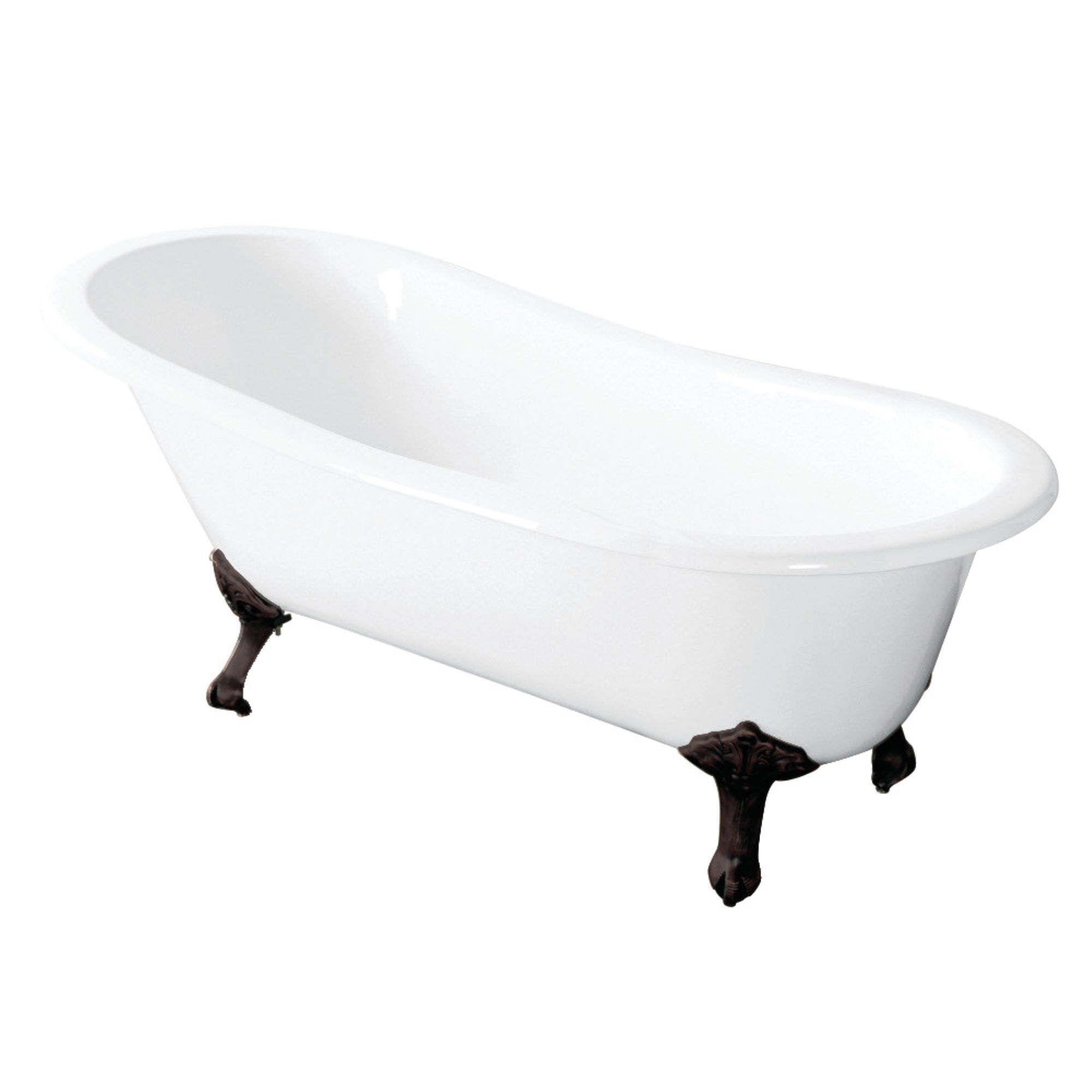 Aqua Eden Vctnd5731B5 57-Inch Cast Iron Slipper Clawfoot Tub Without Faucet Drillings, White/Oil Rubbed Bronze