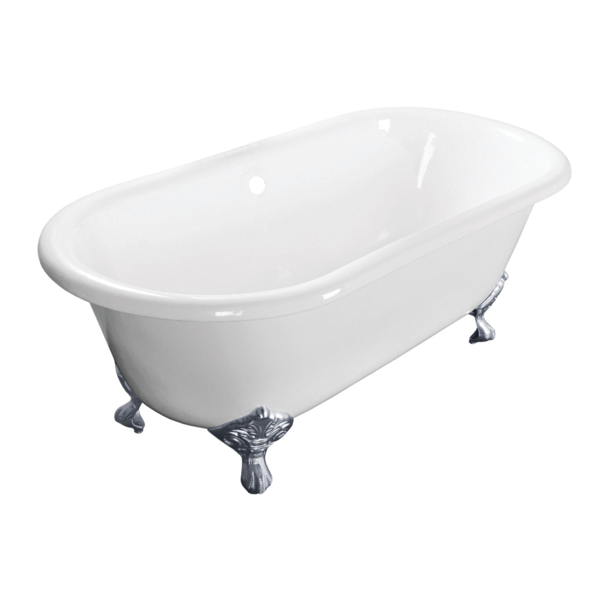 Aqua Eden Vctnd603017Nb1 60-Inch Cast Iron Double Ended Clawfoot Tub (No Faucet Drillings), White/Polished Chrome