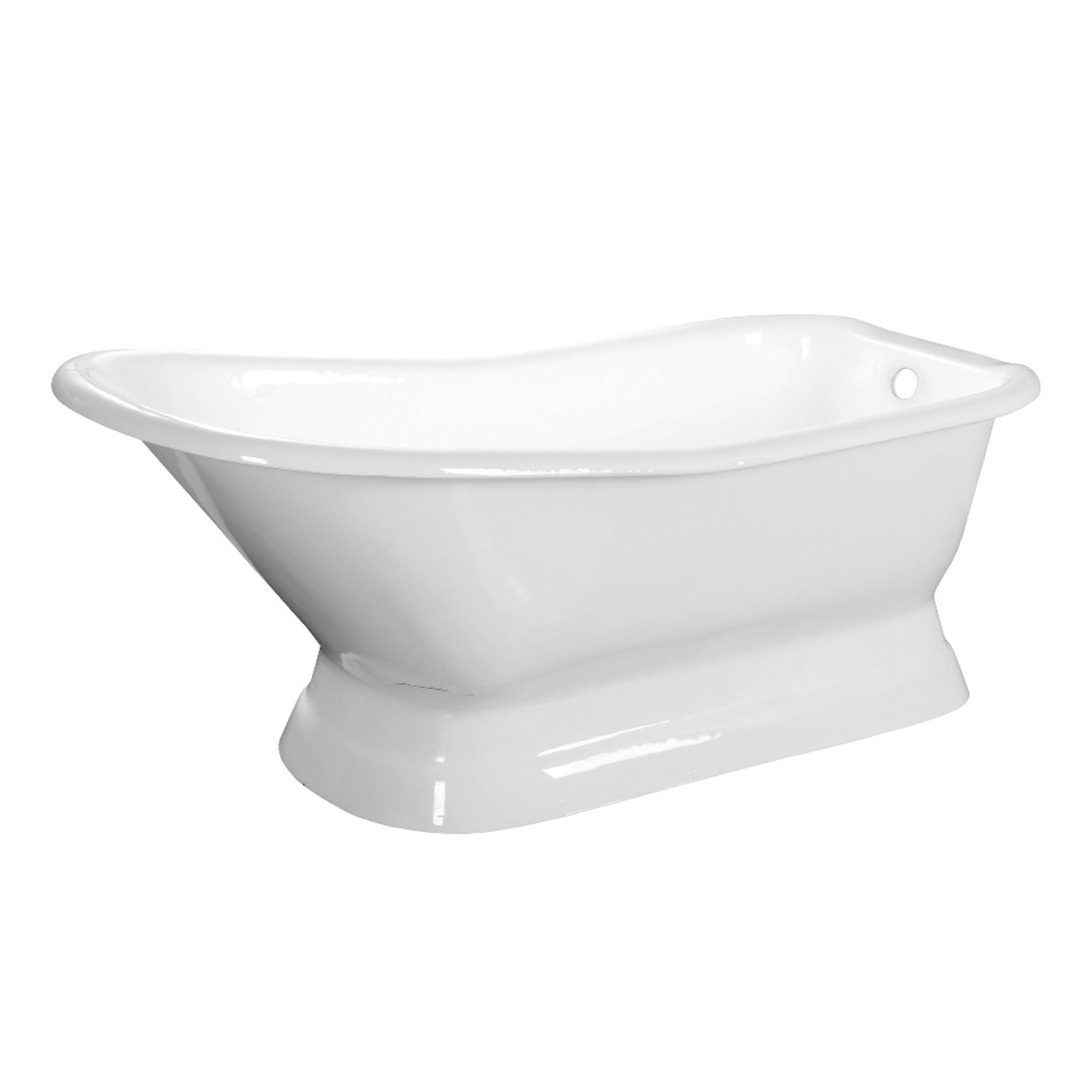 Aqua Eden Vctnd663028 66-Inch Cast Iron Single Slipper Pedestal Tub (No Faucet Drillings), White