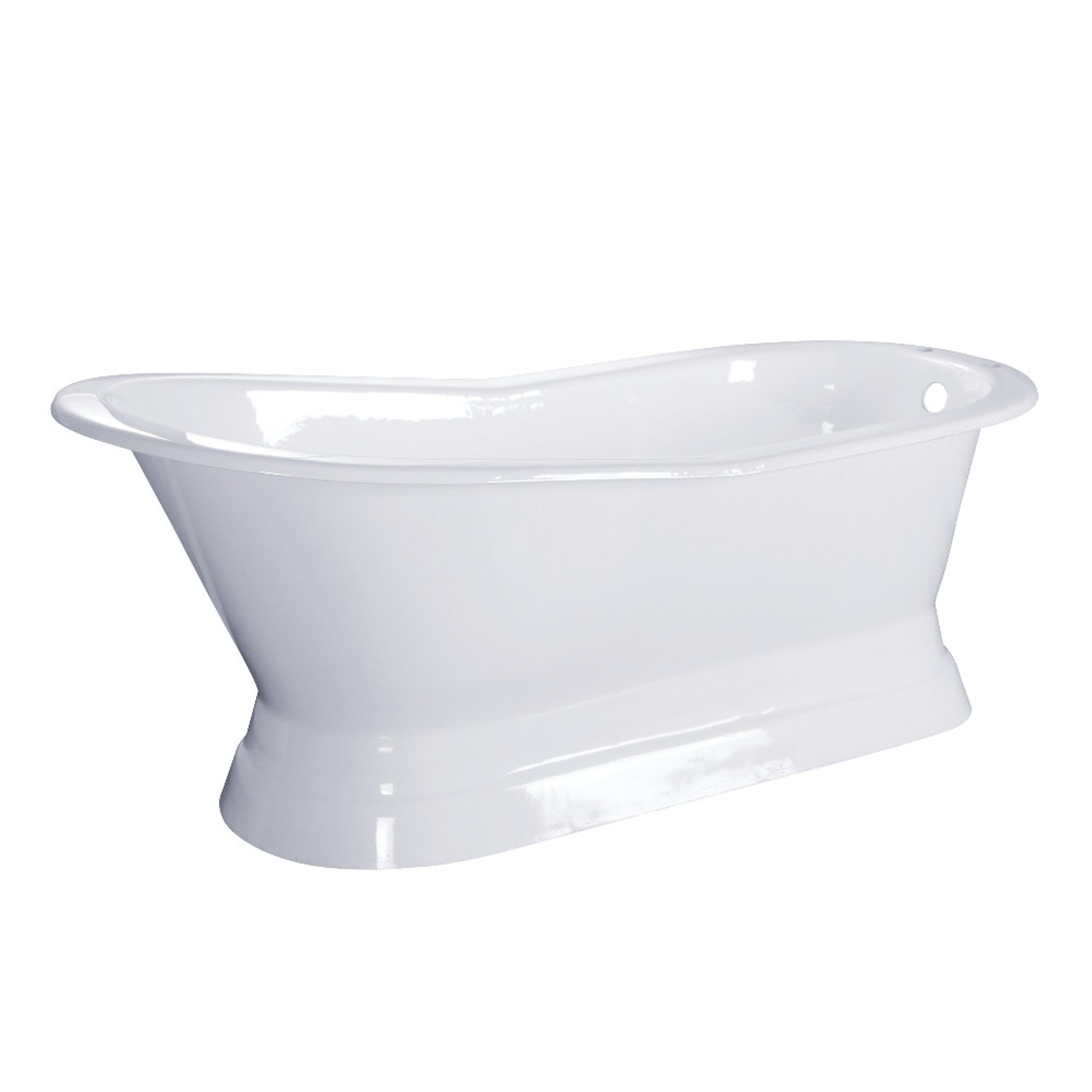 Aqua Eden Vctnd673128 67-Inch Cast Iron Single Slipper Pedestal Tub (No Faucet Drillings), White