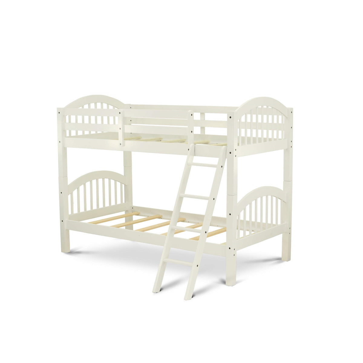 East West Furniture Veb-05-T Attractive Bunk Two Separate Real Wood Beds Ladder With Four Steps And Guard Rails-Twin/Twin Size Bed & Linen, Linen White Finish