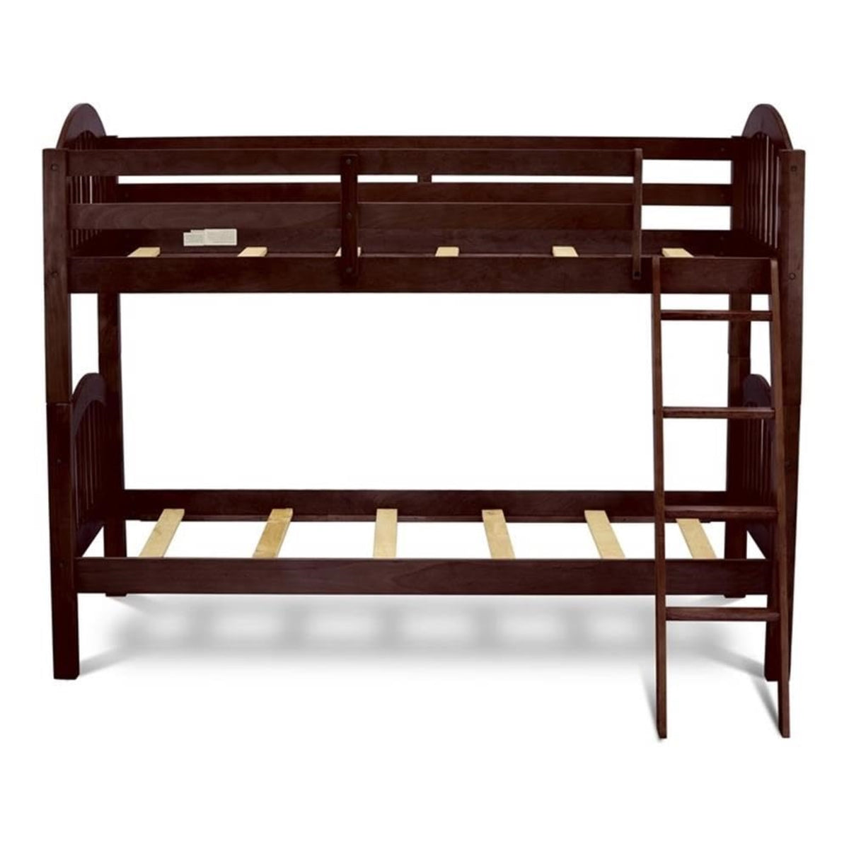 Casafoyer Veb-08-T Twin Over Twin Bunk Beds For Kids With Ladder And Guard Rail Bunk, Java Finish