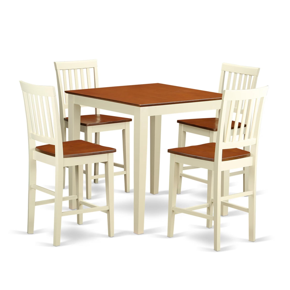 Casafoyer Vern5-Whi-W 5 Piece Kitchen Counter Set Includes A Square Dining Table And 4 Dining Room Chairs, 36X36 Inch, Buttermilk & Cherry
