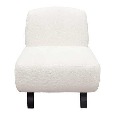 Vesper Armless Chair In Faux White Shearling W/ Black Wood Leg Base By Diamond Sofa