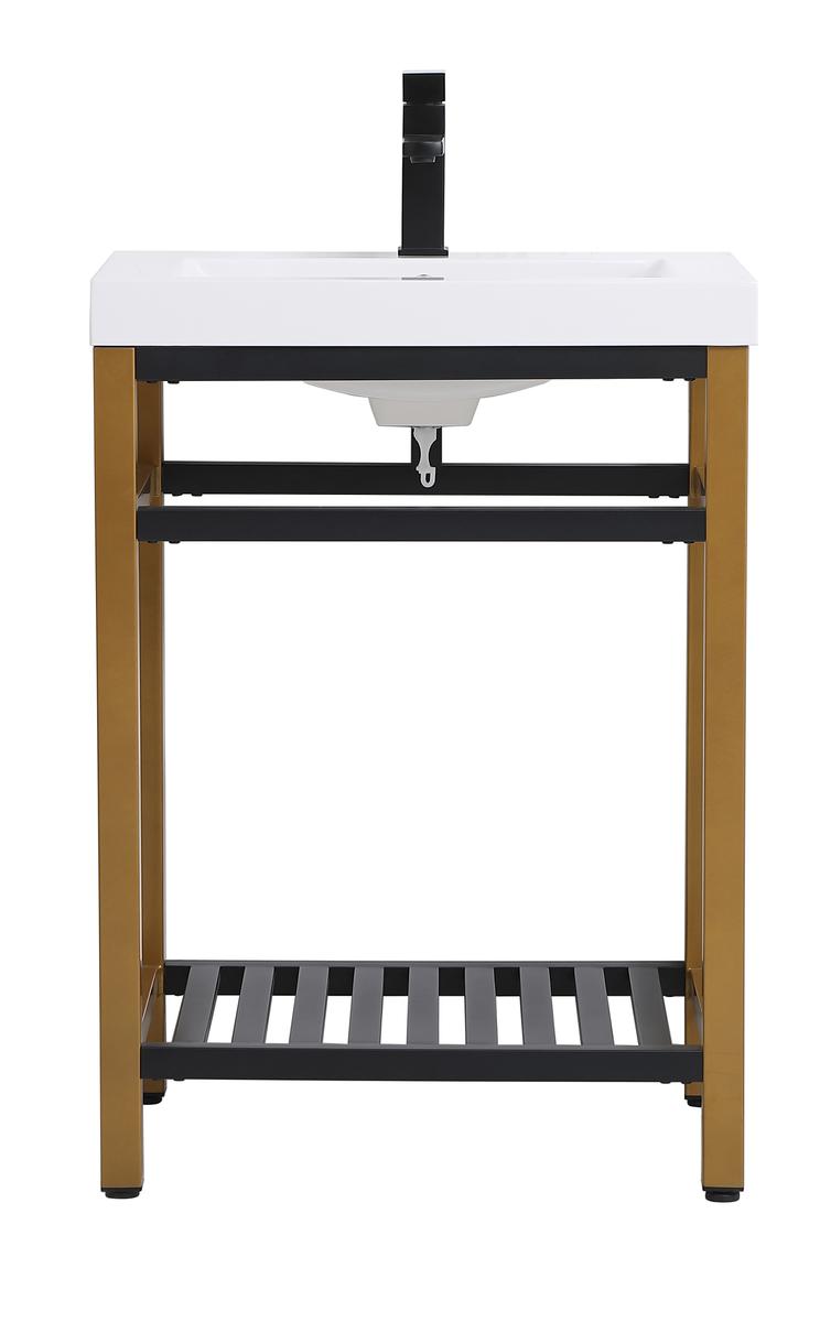 24 Inch Single Bathroom Metal Vanity In Golden Black
