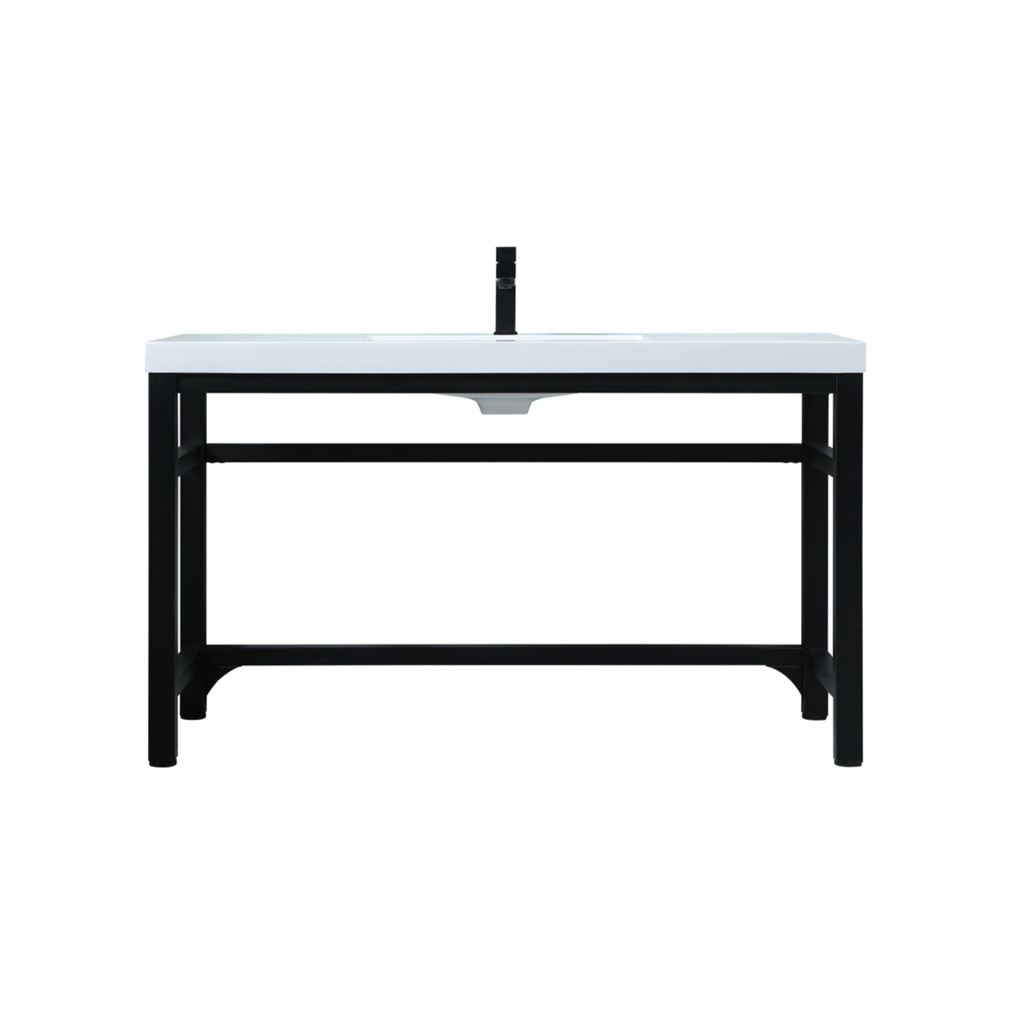 54 Inch Ada Compliant Single Bathroom Metal Vanity In Black