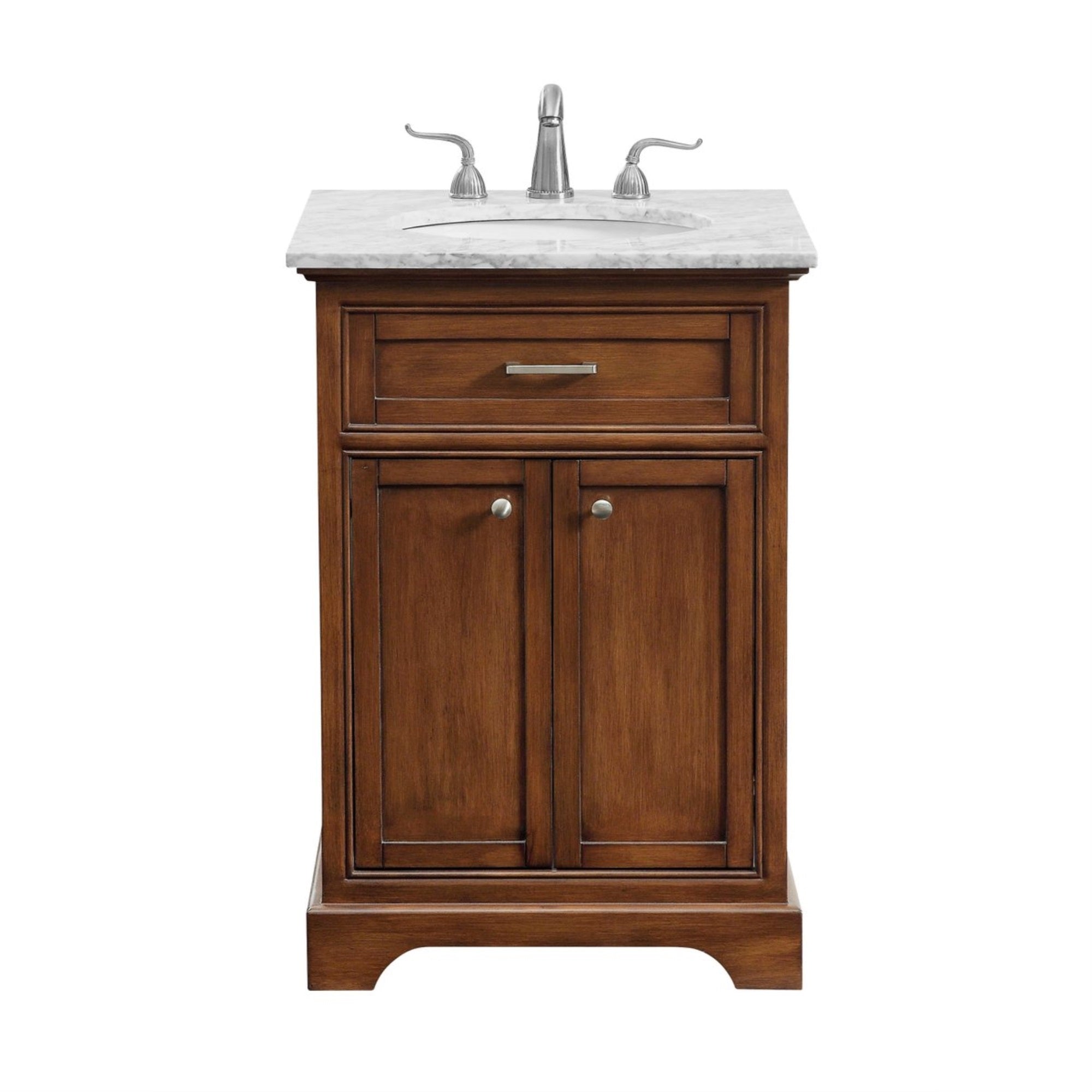 24 In. Single Bathroom Vanity Set In Teak