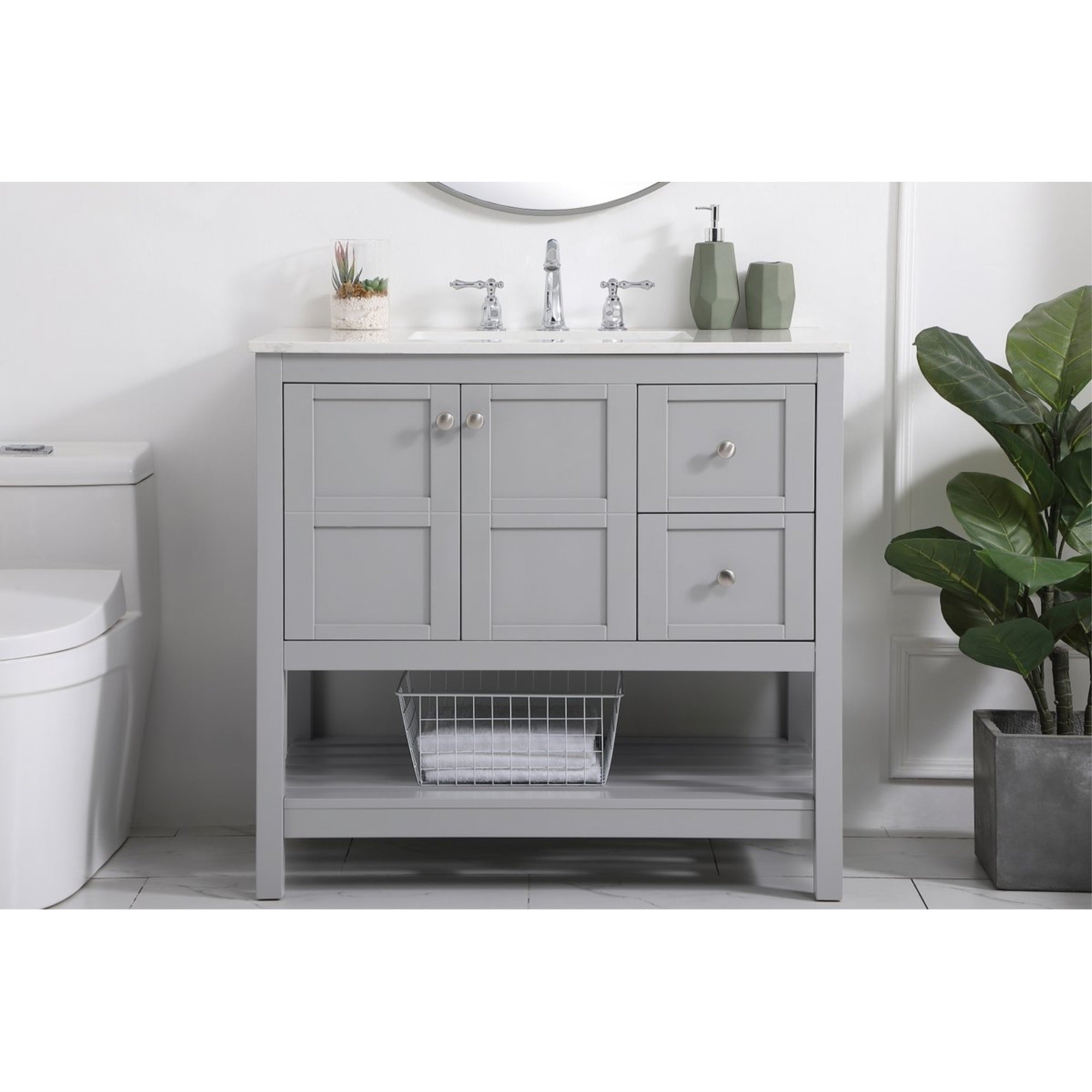 36 Inch Single Bathroom Vanity In Gray