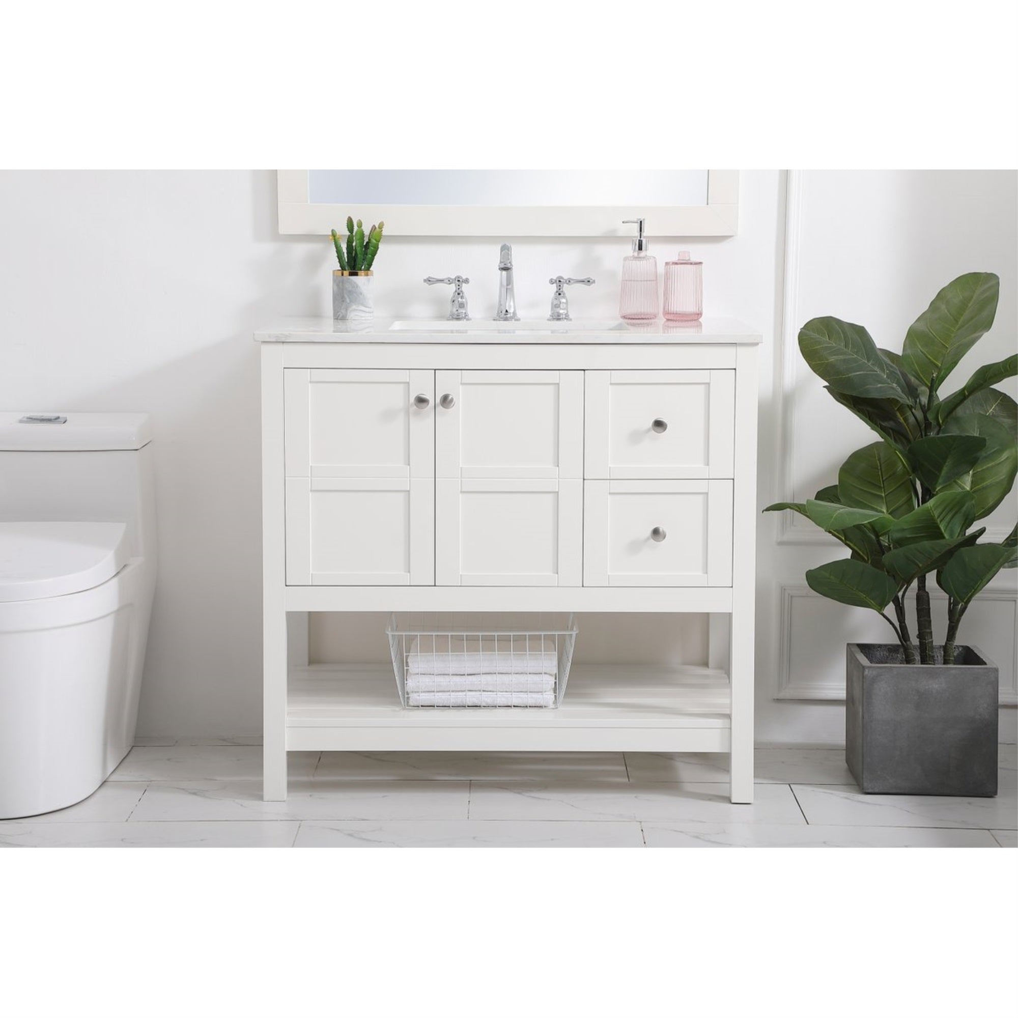 36 Inch Single Bathroom Vanity In White
