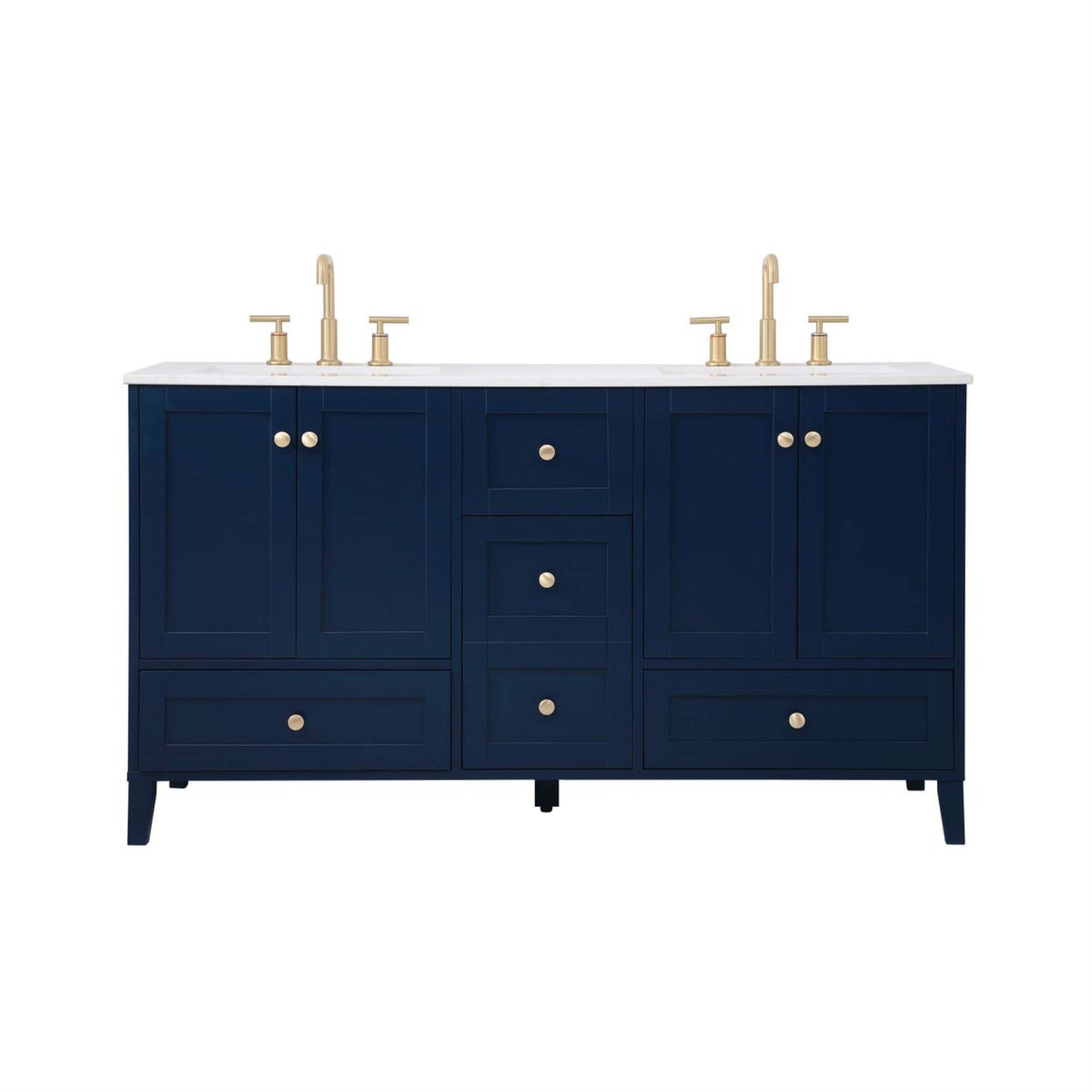 60 Inch Double Bathroom Vanity In Blue