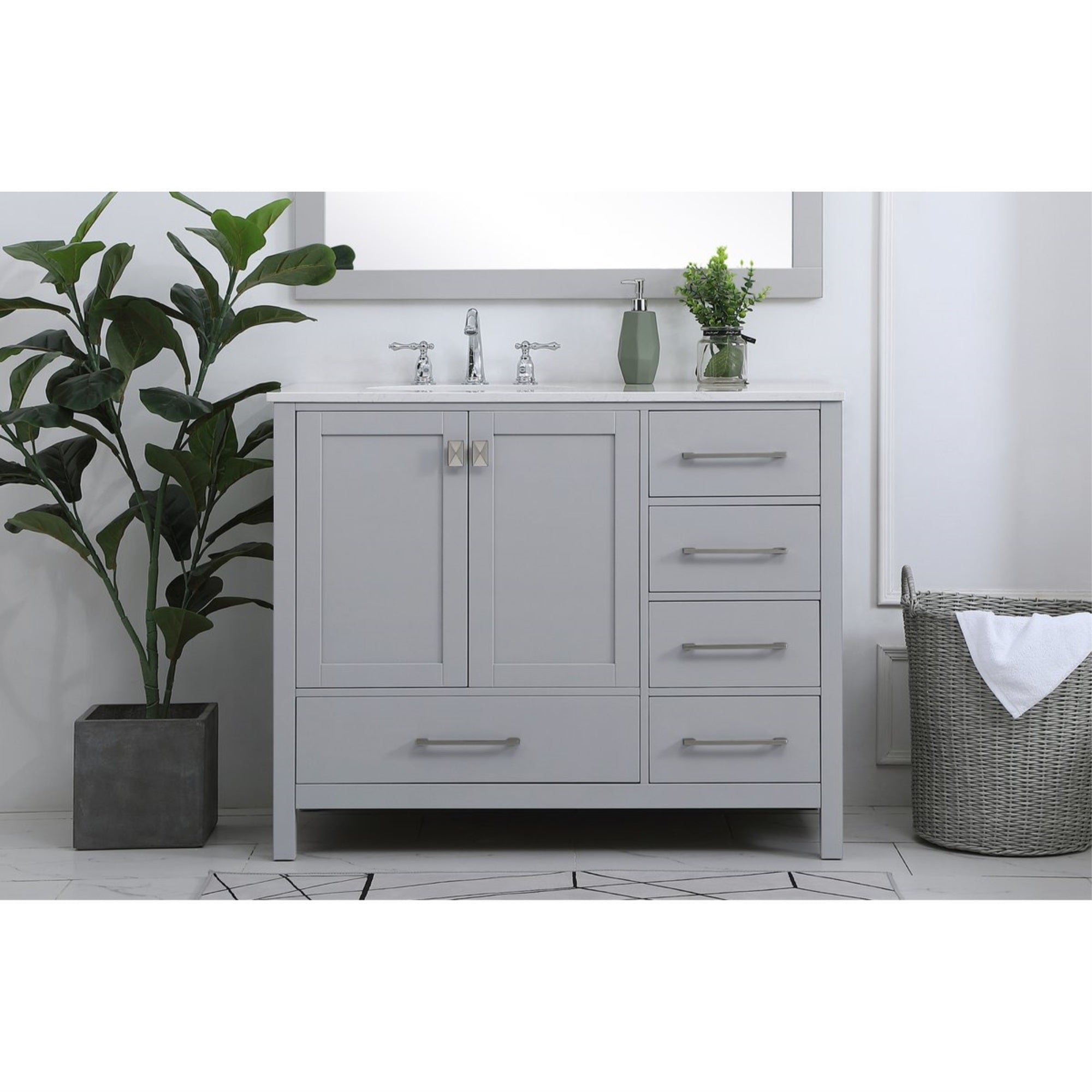42 Inch Single Bathroom Vanity In Gray