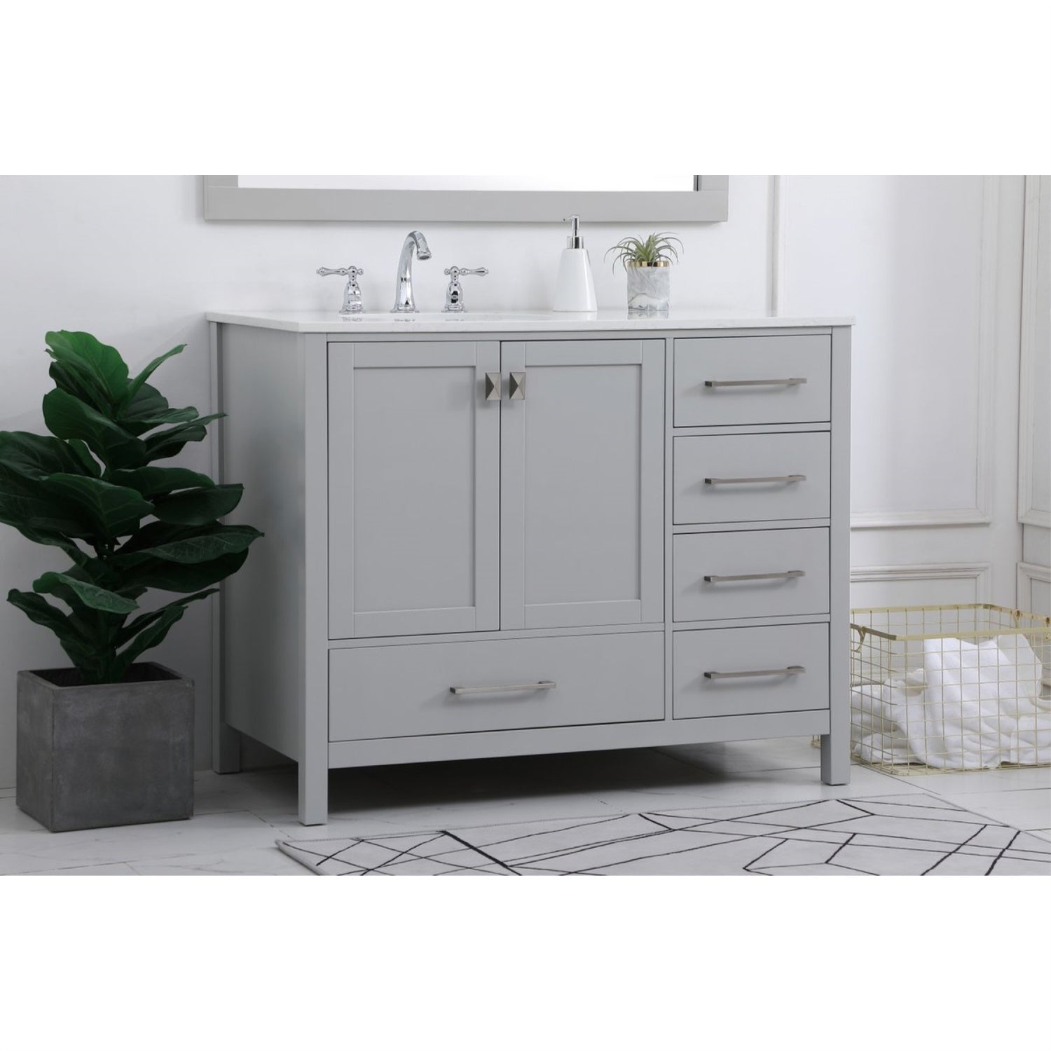 42 Inch Single Bathroom Vanity In Gray