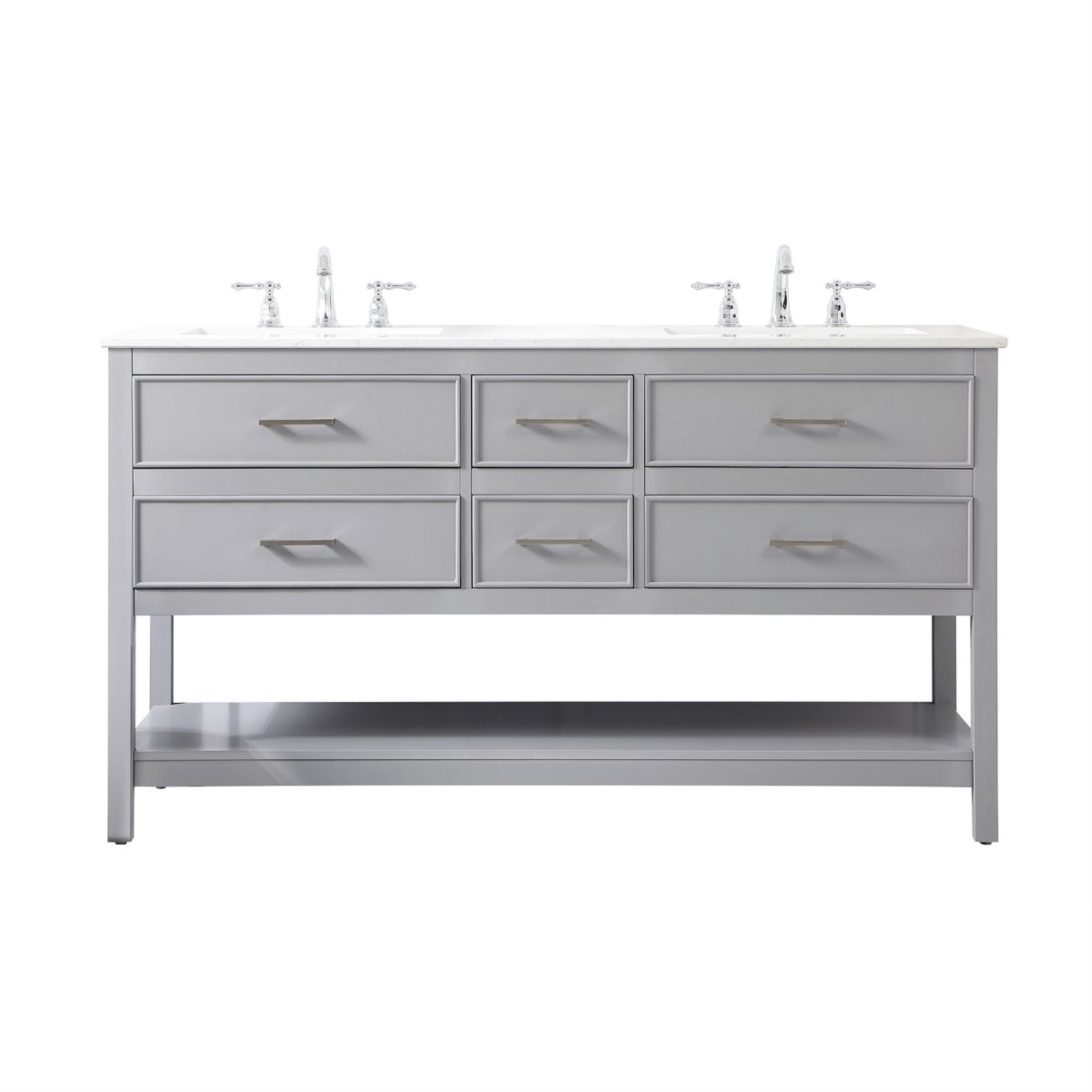 60 Inch Double Bathroom Vanity In Gray