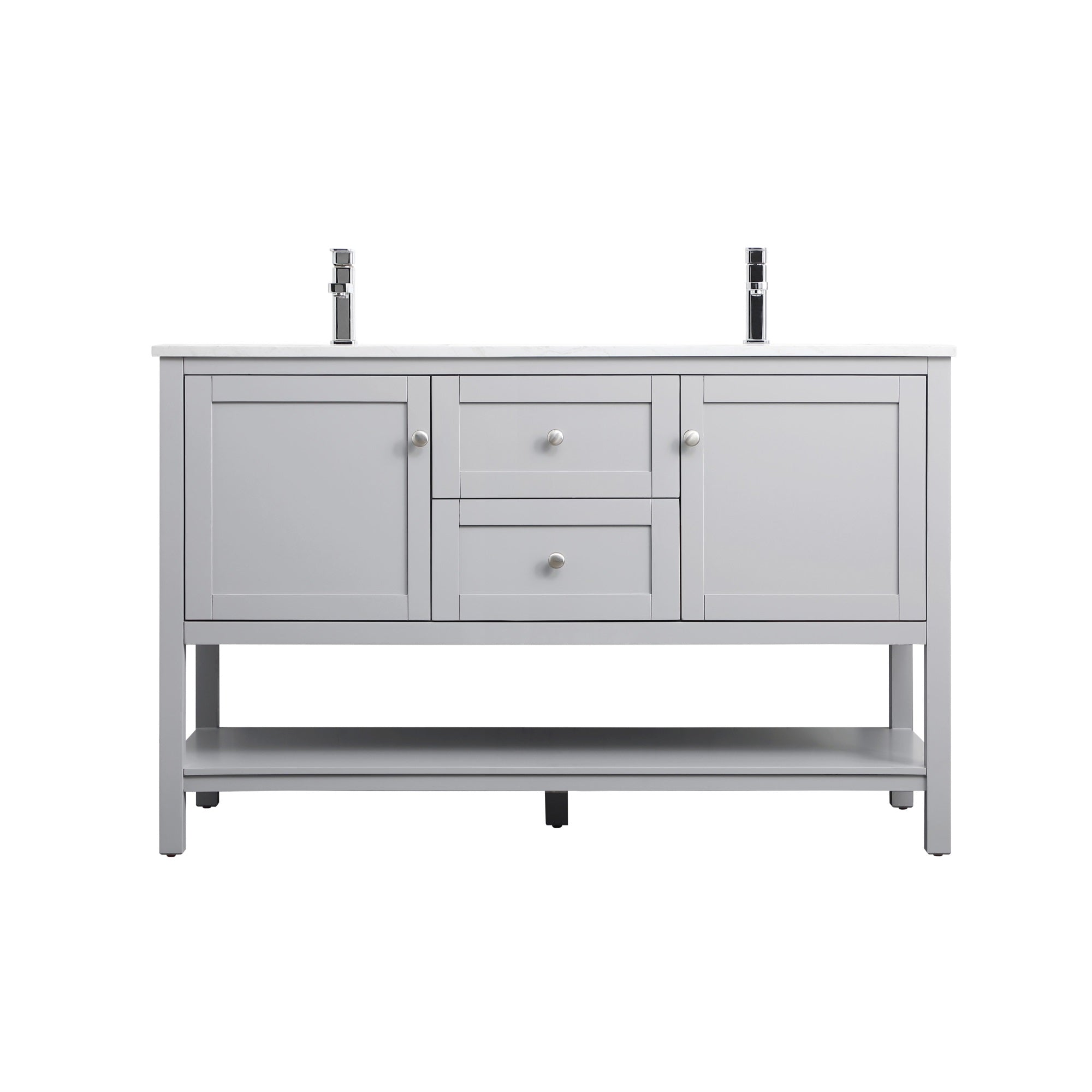 54 Inch Double Bathroom Vanity In Grey