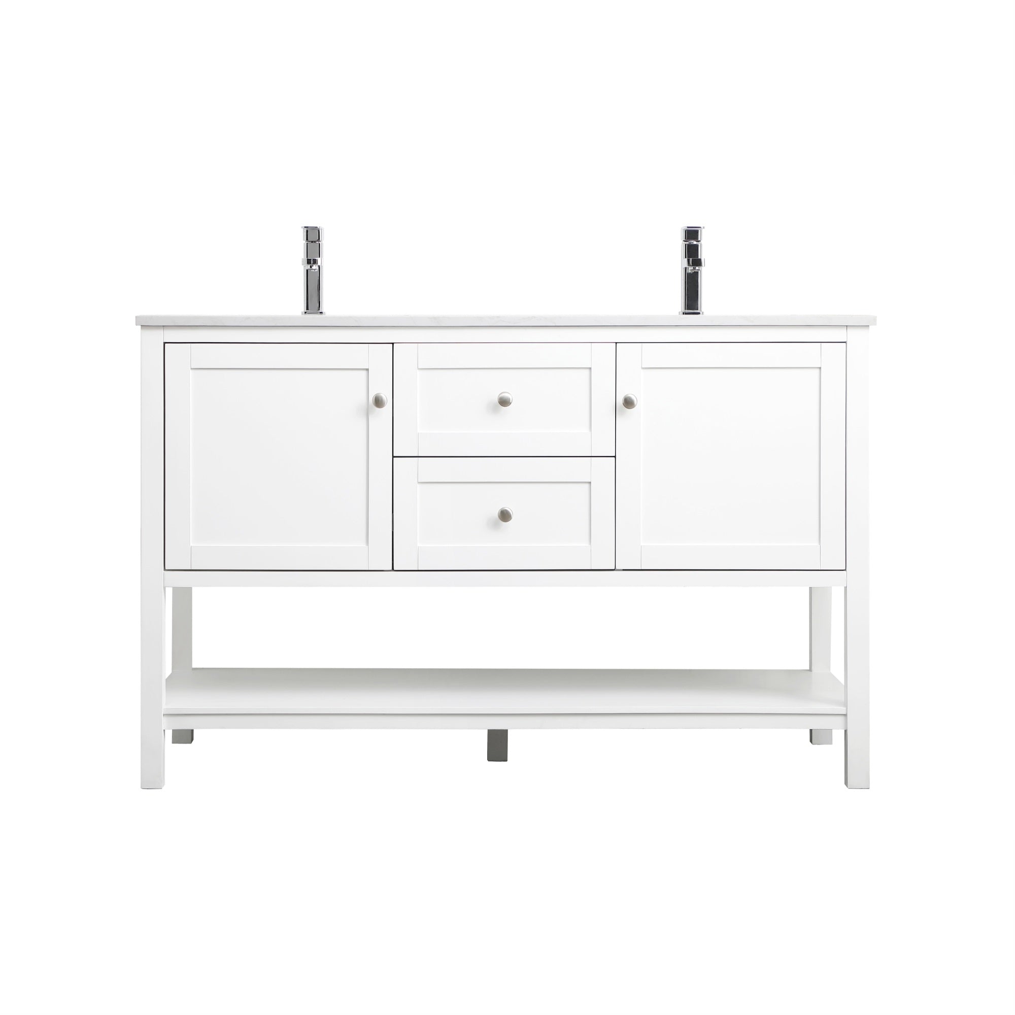 54 Inch Double Bathroom Vanity In White