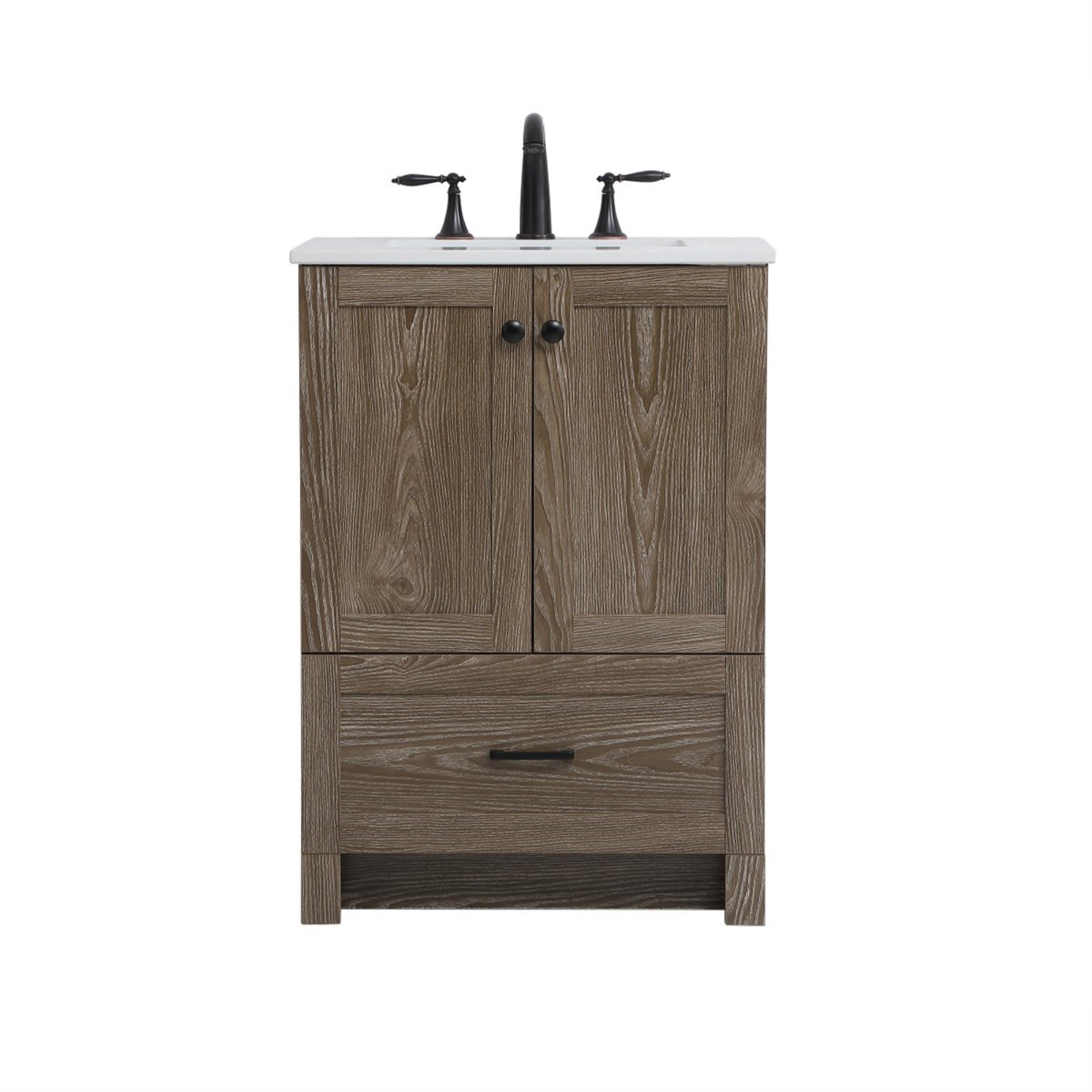24 Inch Single Bathroom Vanity In Weathered Oak