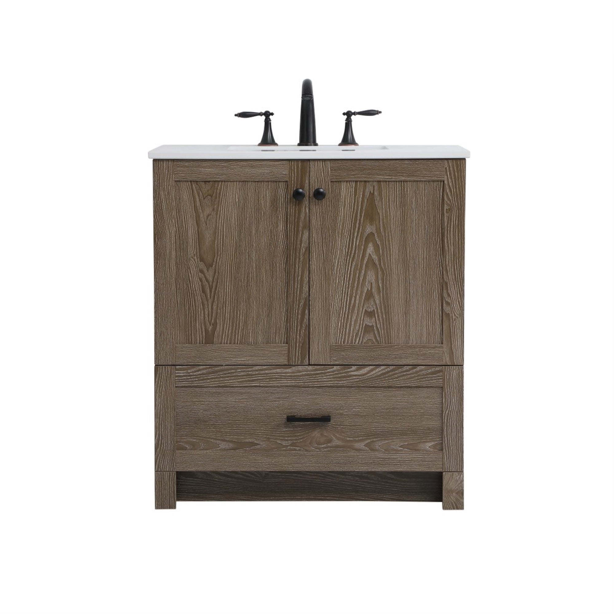 30 Inch Single Bathroom Vanity In Weathered Oak