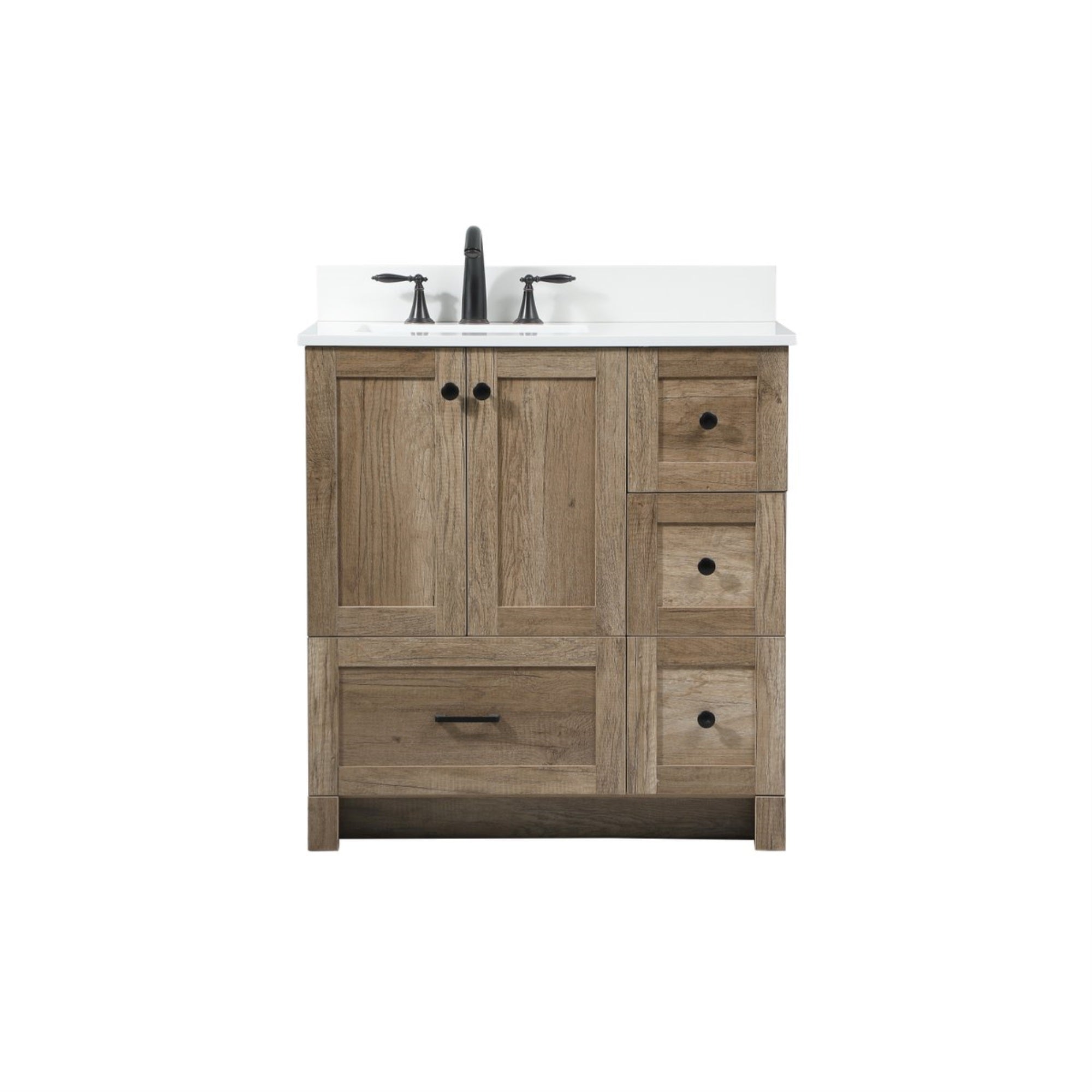 32 Inch Single Bathroom Vanity In Natural Oak With Backsplash