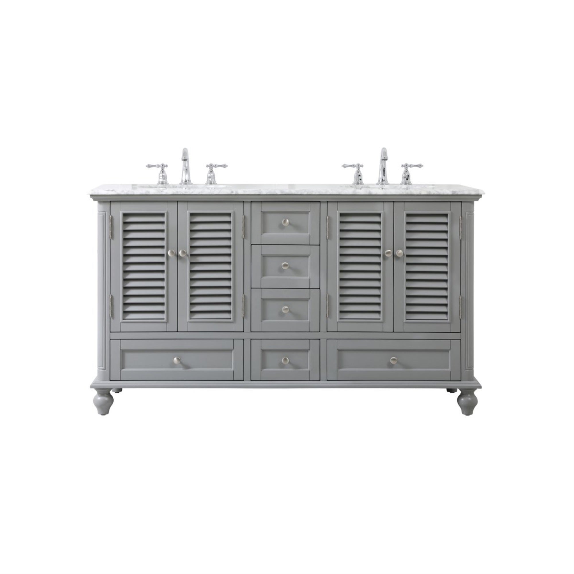 60 Inch Double Bathroom Vanity In Grey