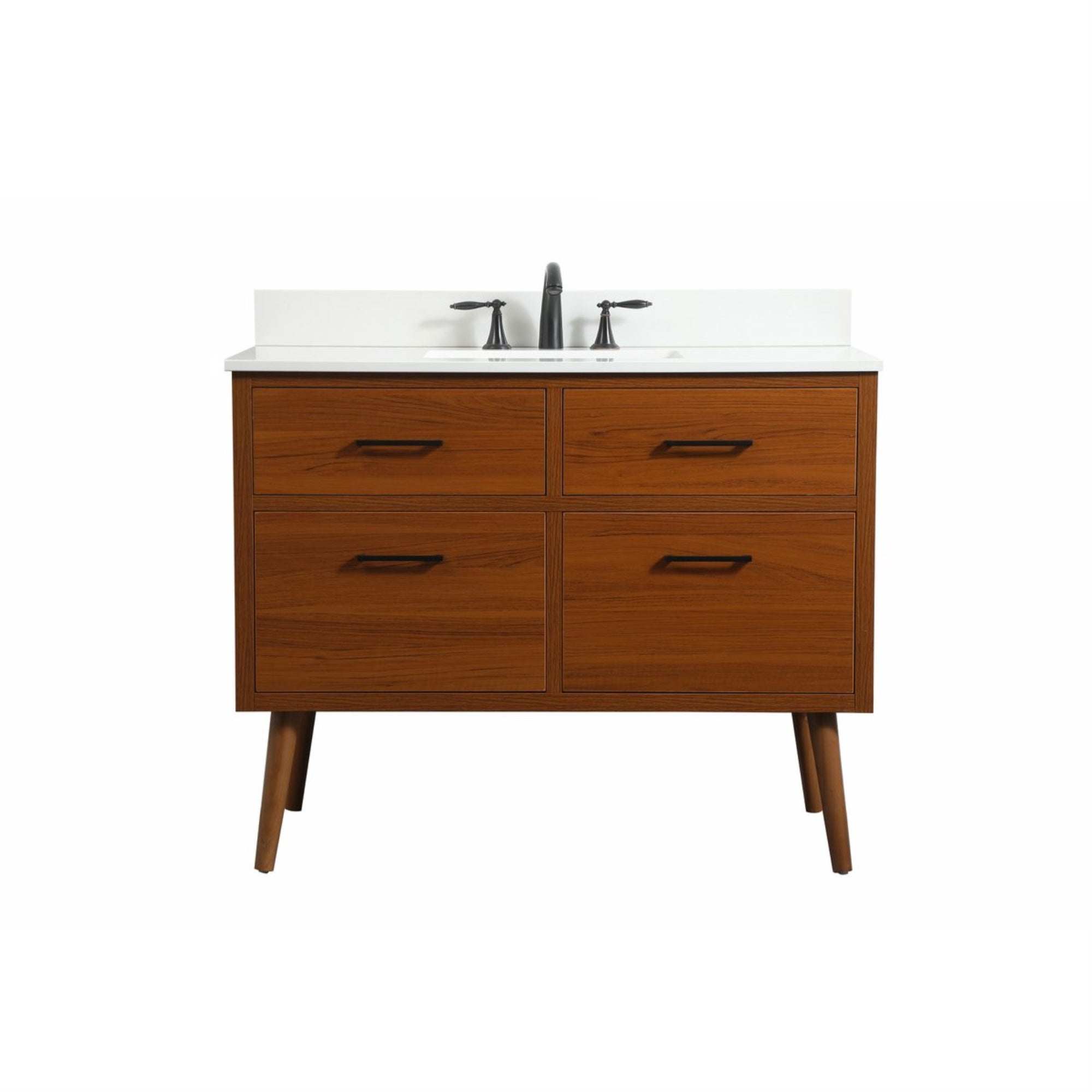 42 inch Single bathroom vanity in teak with backsplash