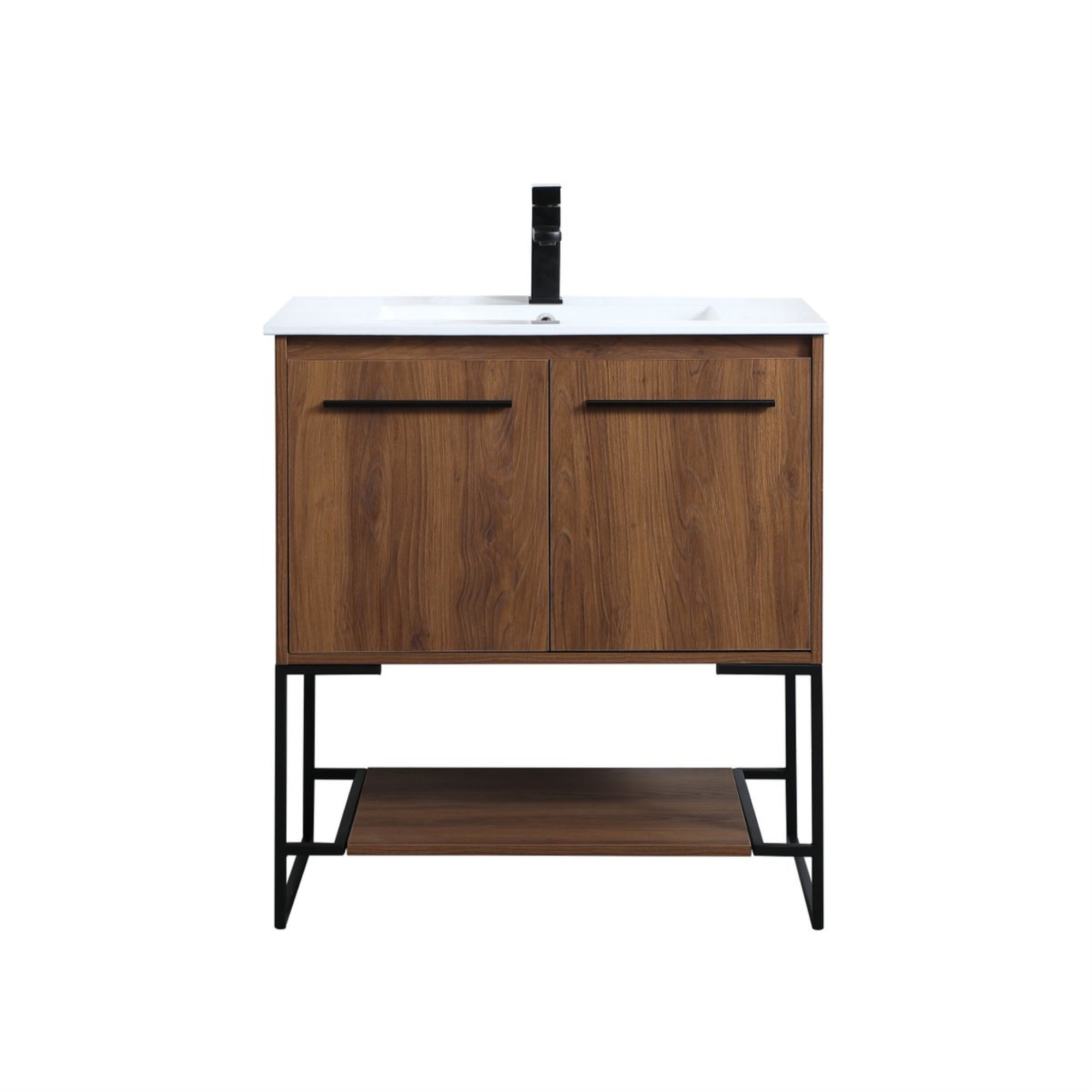 30 Inch  Single Bathroom Vanity In Walnut Brown