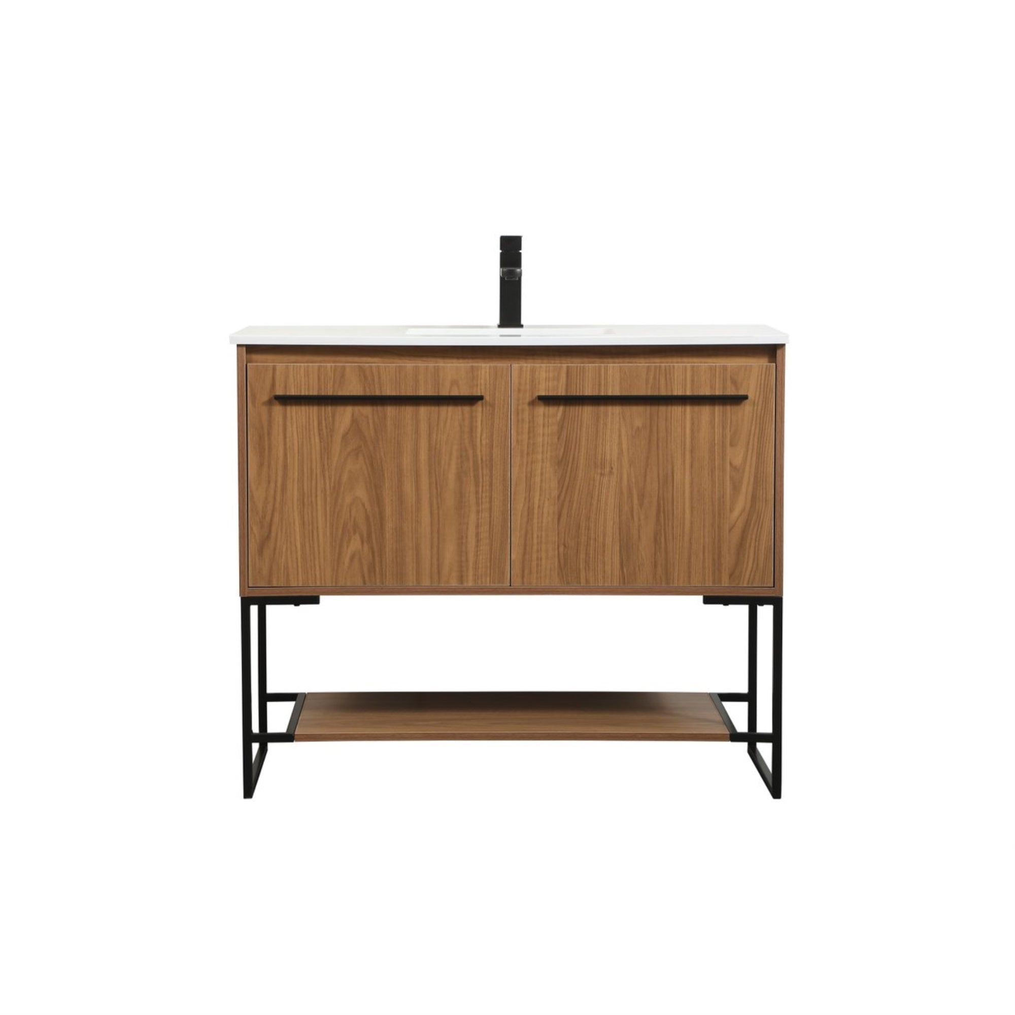 40 Inch Single Bathroom Vanity In Walnut Brown
