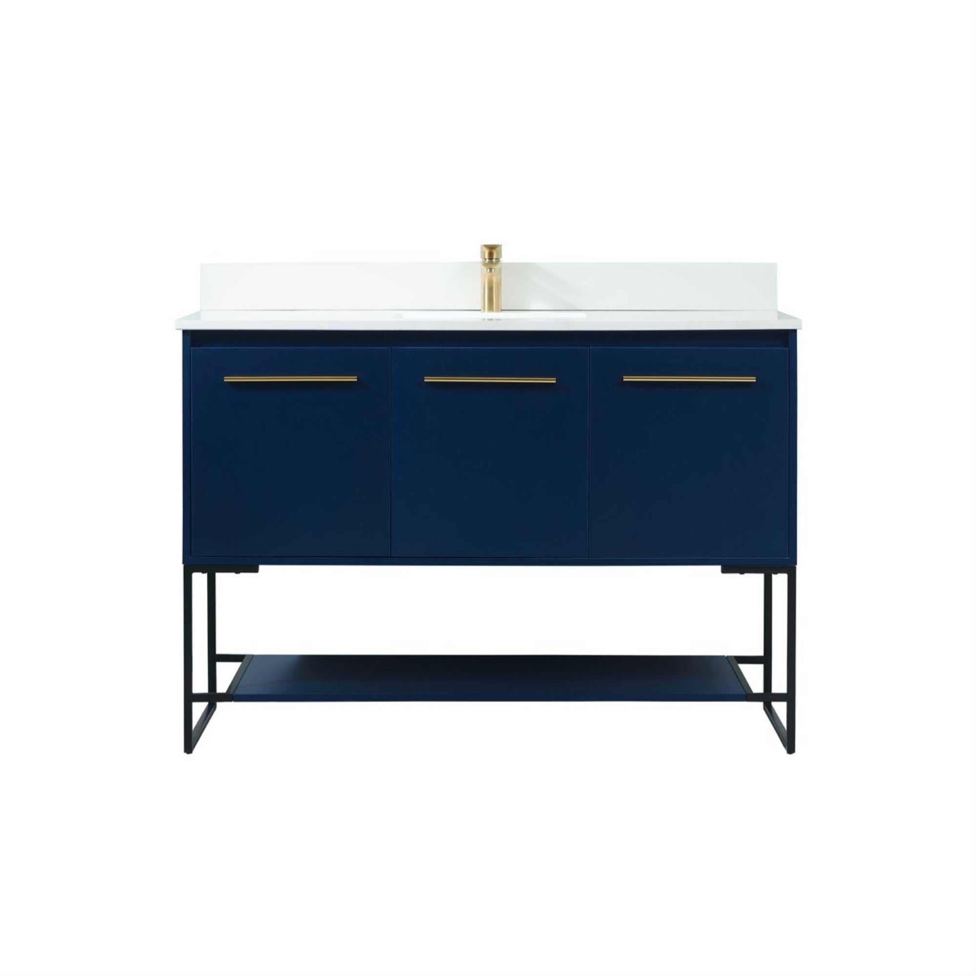 48 Inch Single Bathroom Vanity In Blue With Backsplash